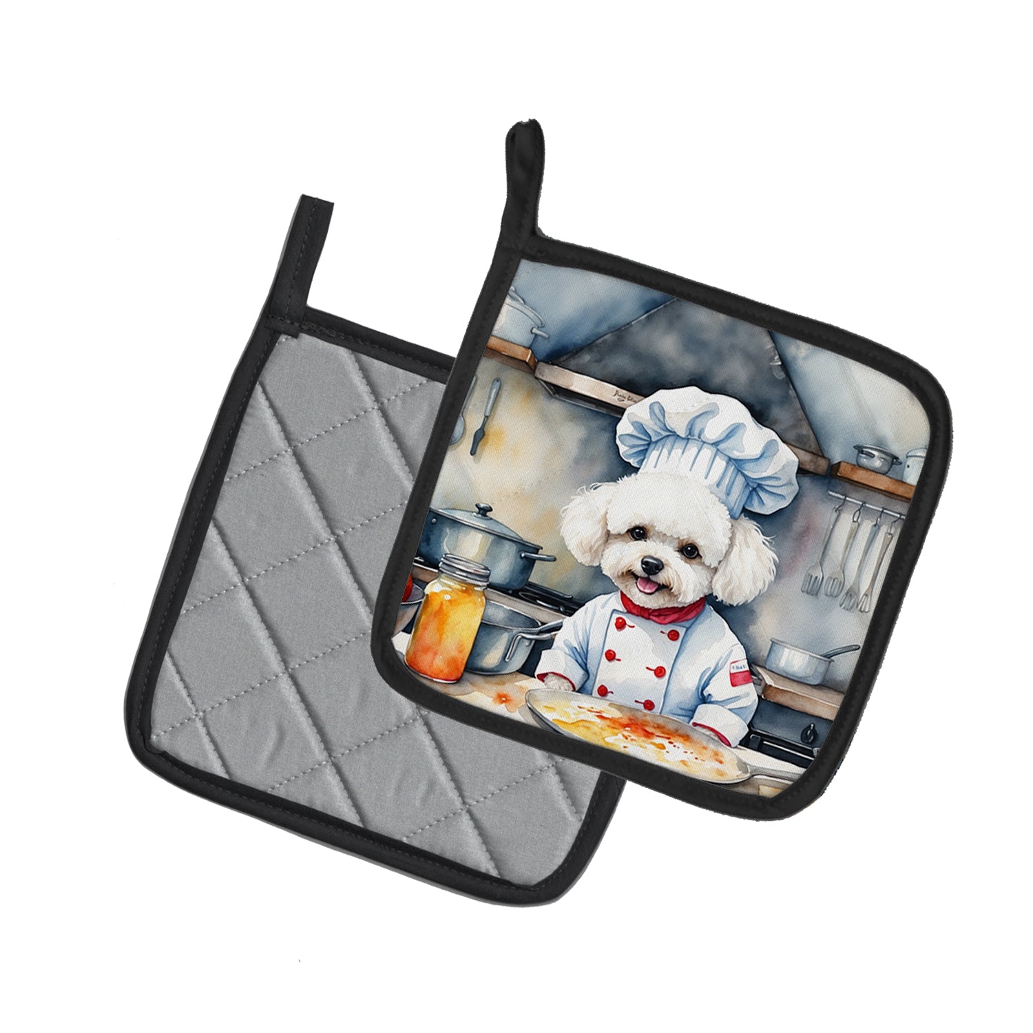 Buy this Bichon Frise The Chef Pair of Pot Holders