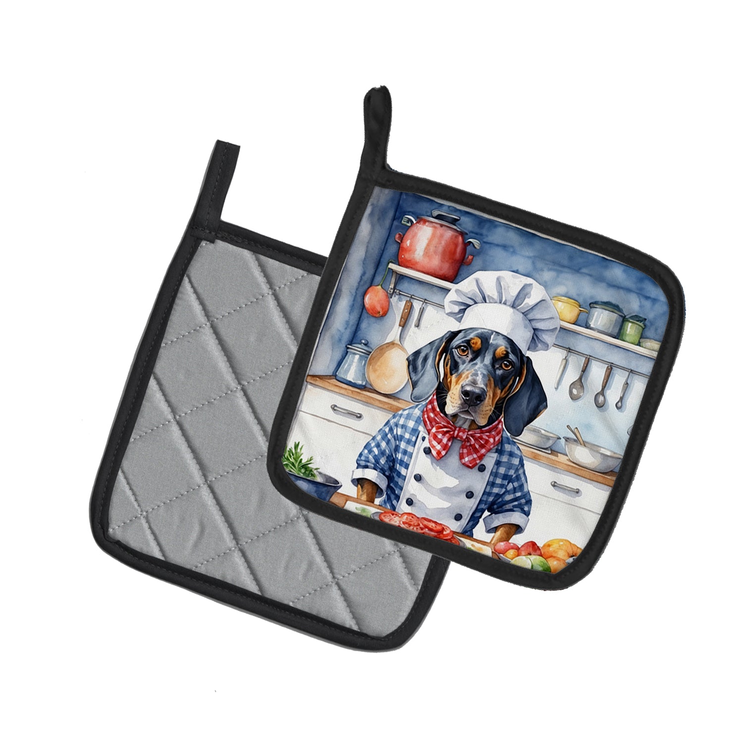 Bluetick Coonhound The Chef Pair of Pot Holders