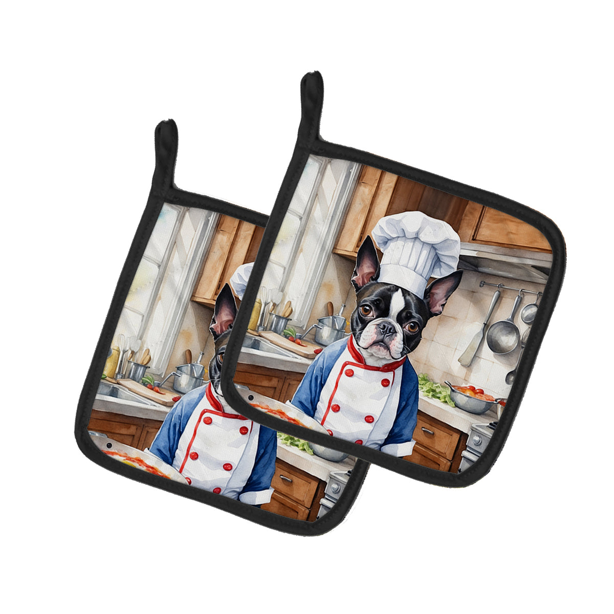 Buy this Boston Terrier The Chef Pair of Pot Holders