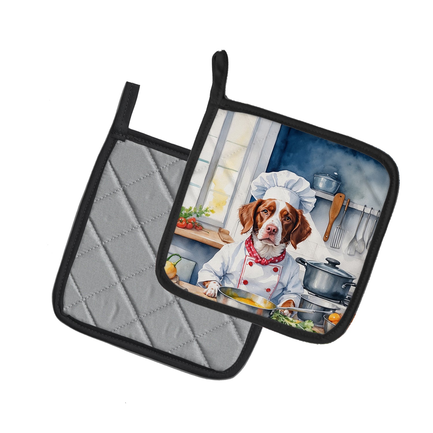 Brittany Spaniel The Chef Pair of Pot Holders