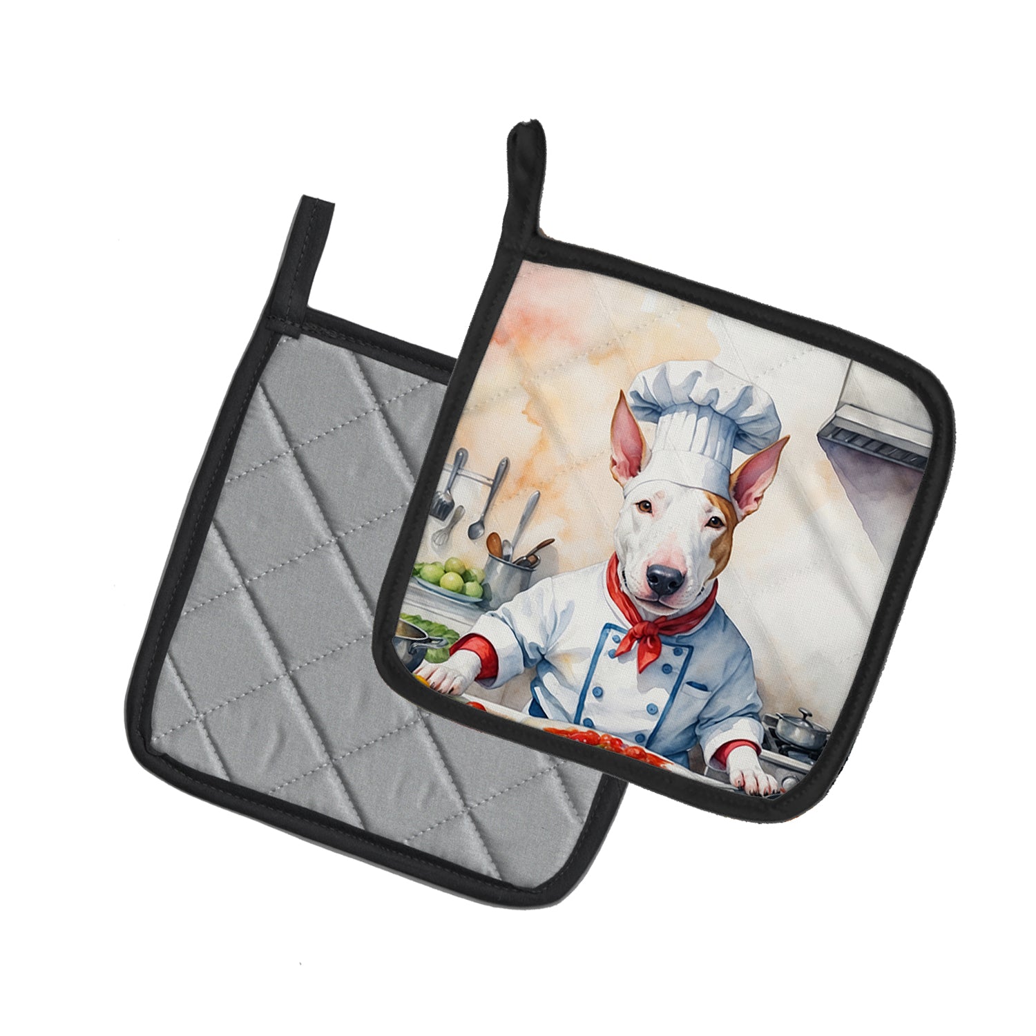 Buy this Bull Terrier The Chef Pair of Pot Holders