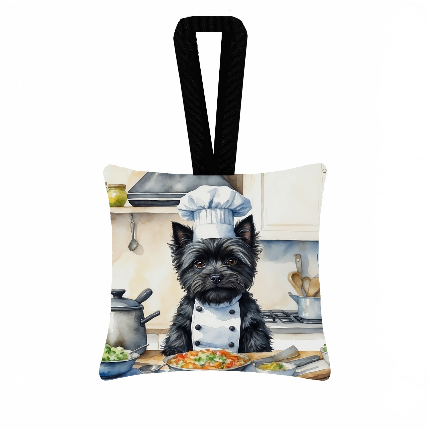 Caroline's Treasures Cairn Terrier The Chef Hanging Square Fabric Ornament 3.5 × 3.5