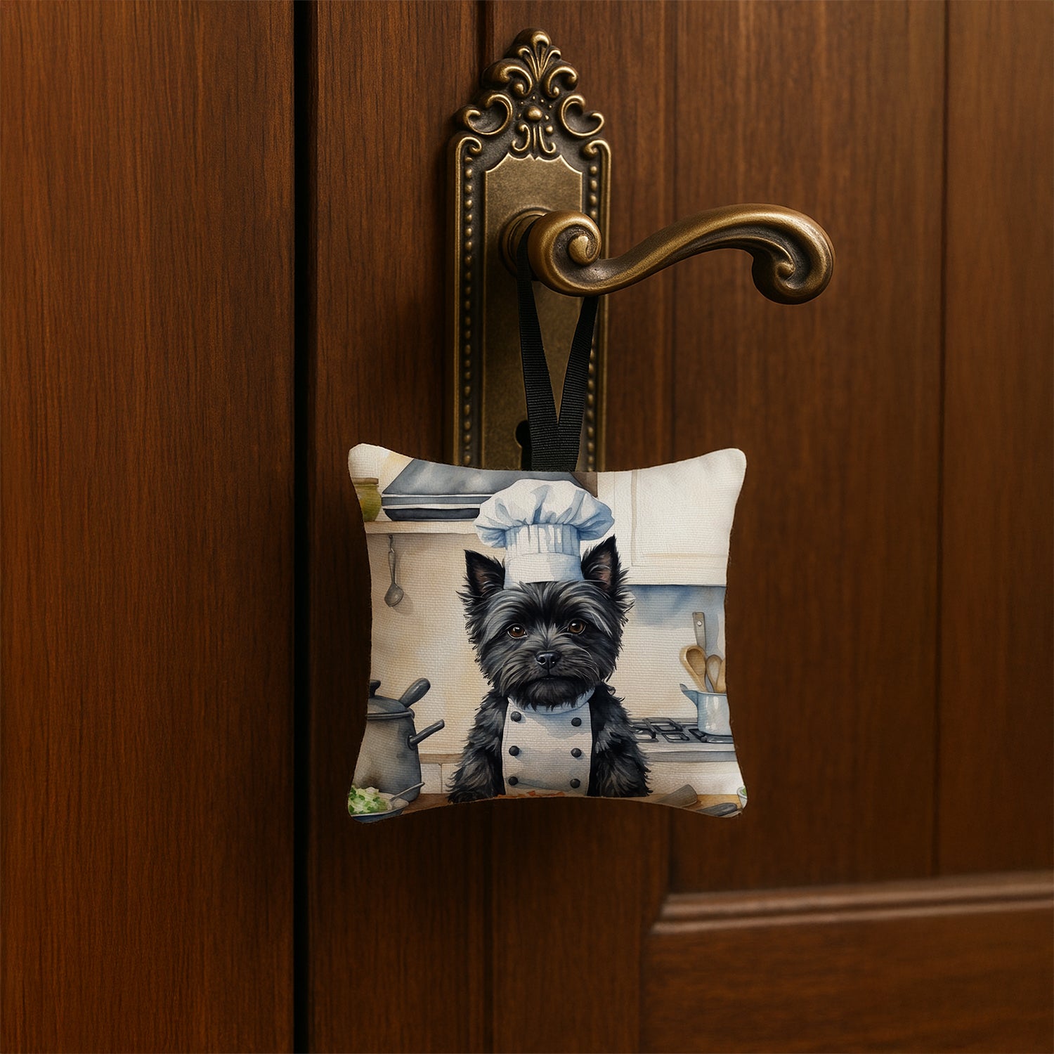 Caroline's Treasures Cairn Terrier The Chef Hanging Square Fabric Ornament 3.5 × 3.5