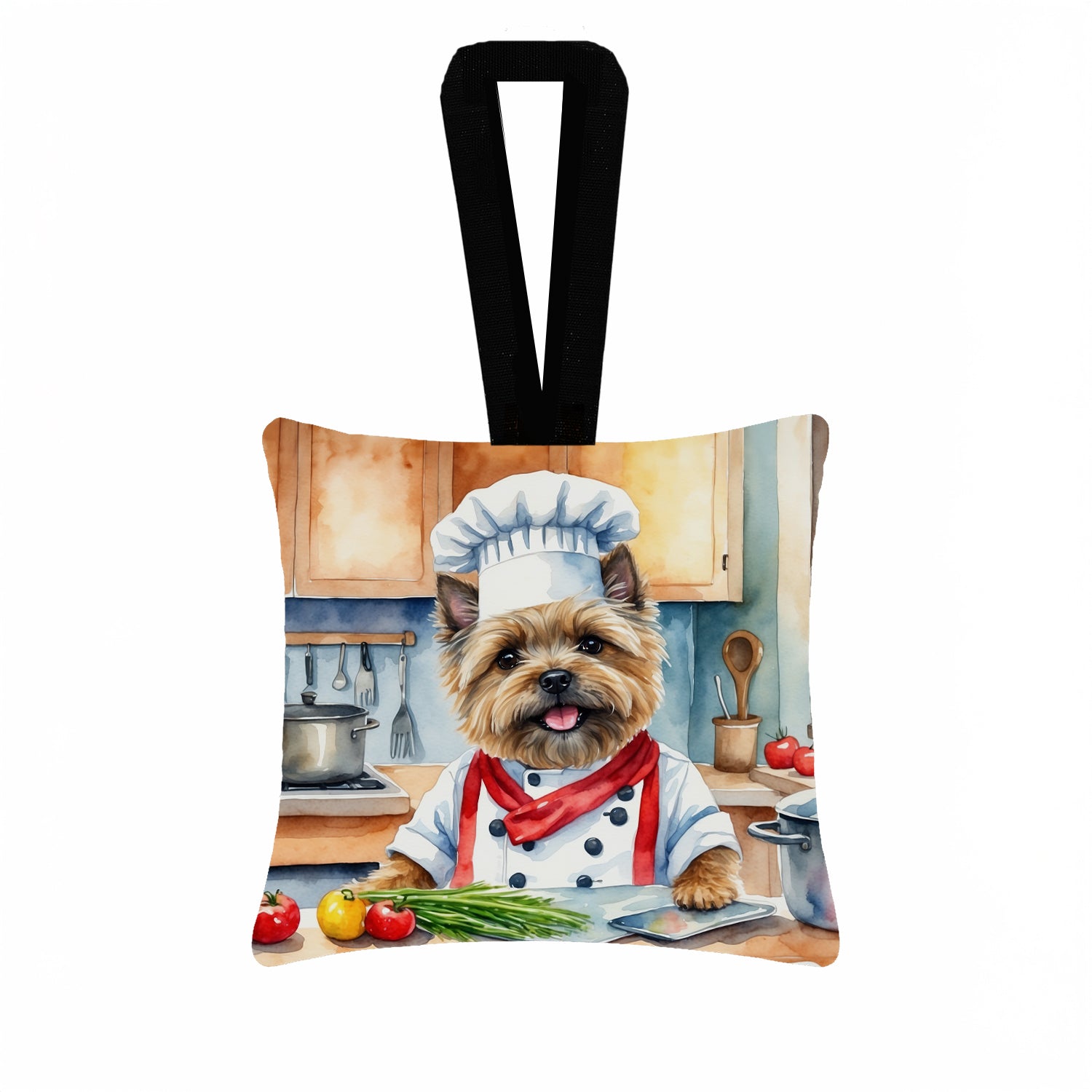 Caroline's Treasures Cairn Terrier The Chef Hanging Square Fabric Ornament 3.5 × 3.5
