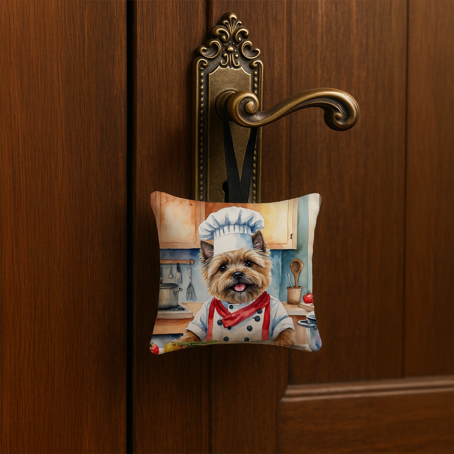 Caroline's Treasures Cairn Terrier The Chef Hanging Square Fabric Ornament 3.5 × 3.5