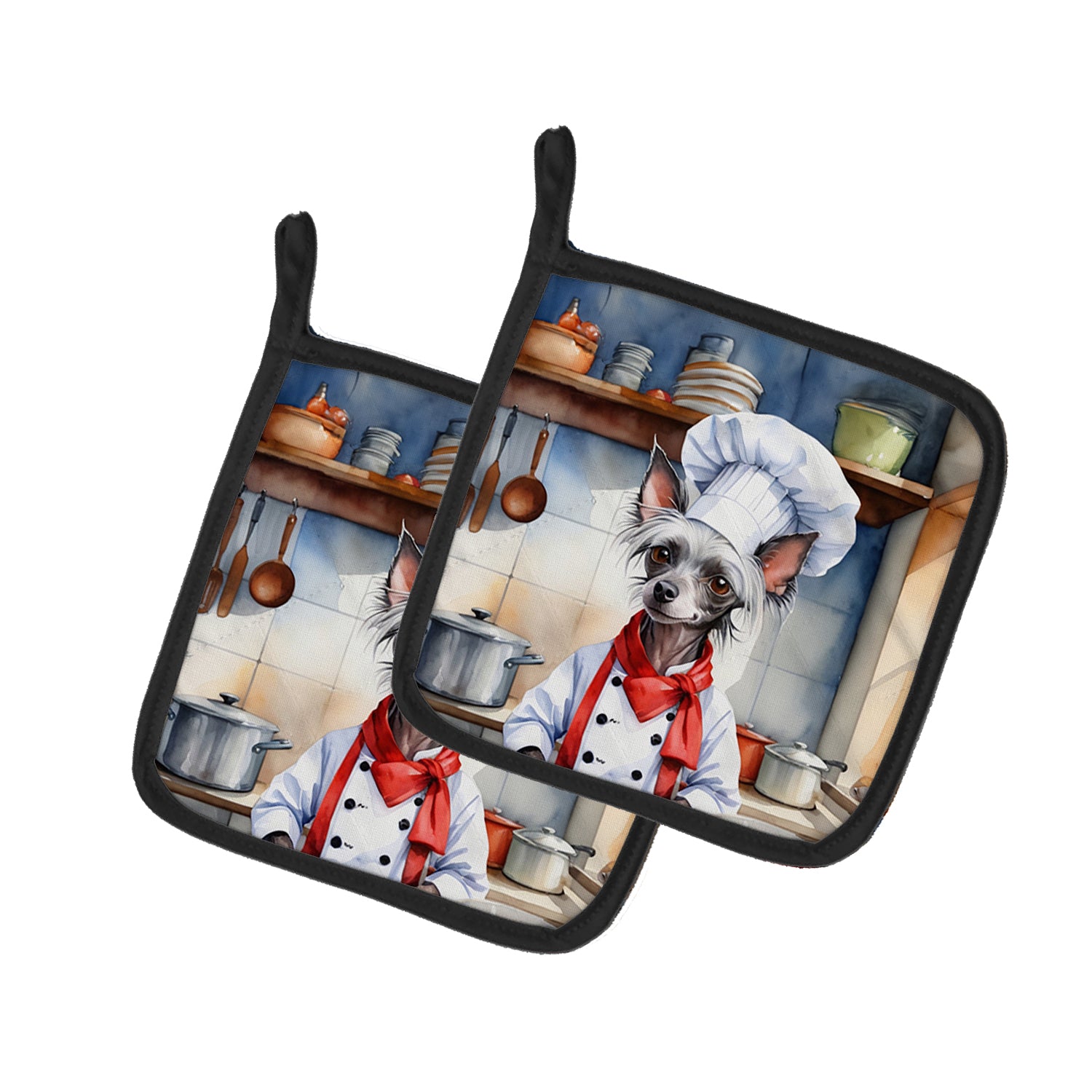 Buy this Chinese Crested The Chef Pair of Pot Holders