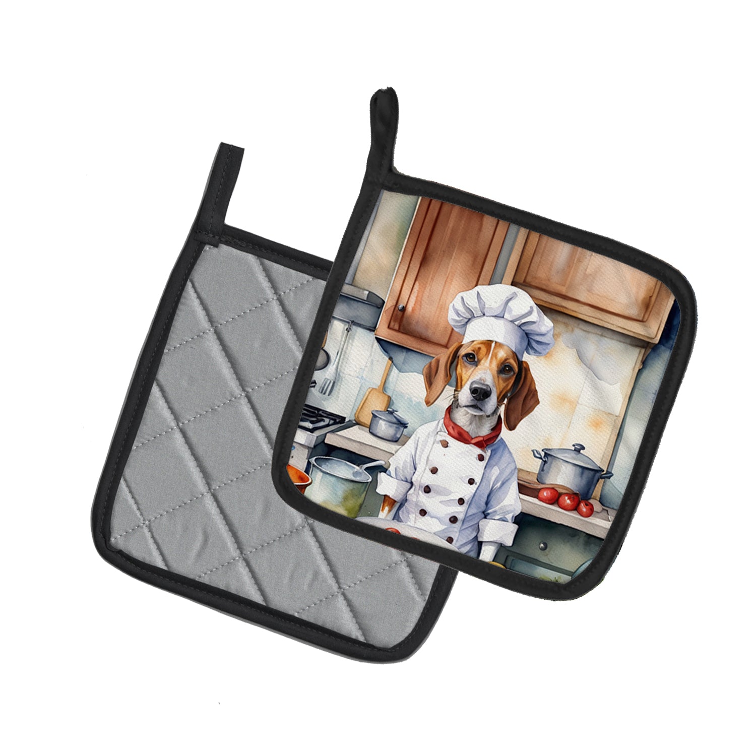 Caroline's Treasures English Foxhound The Chef Pot Holders - Set of 2 Decorative Kitchen Helpers | Made in the USA