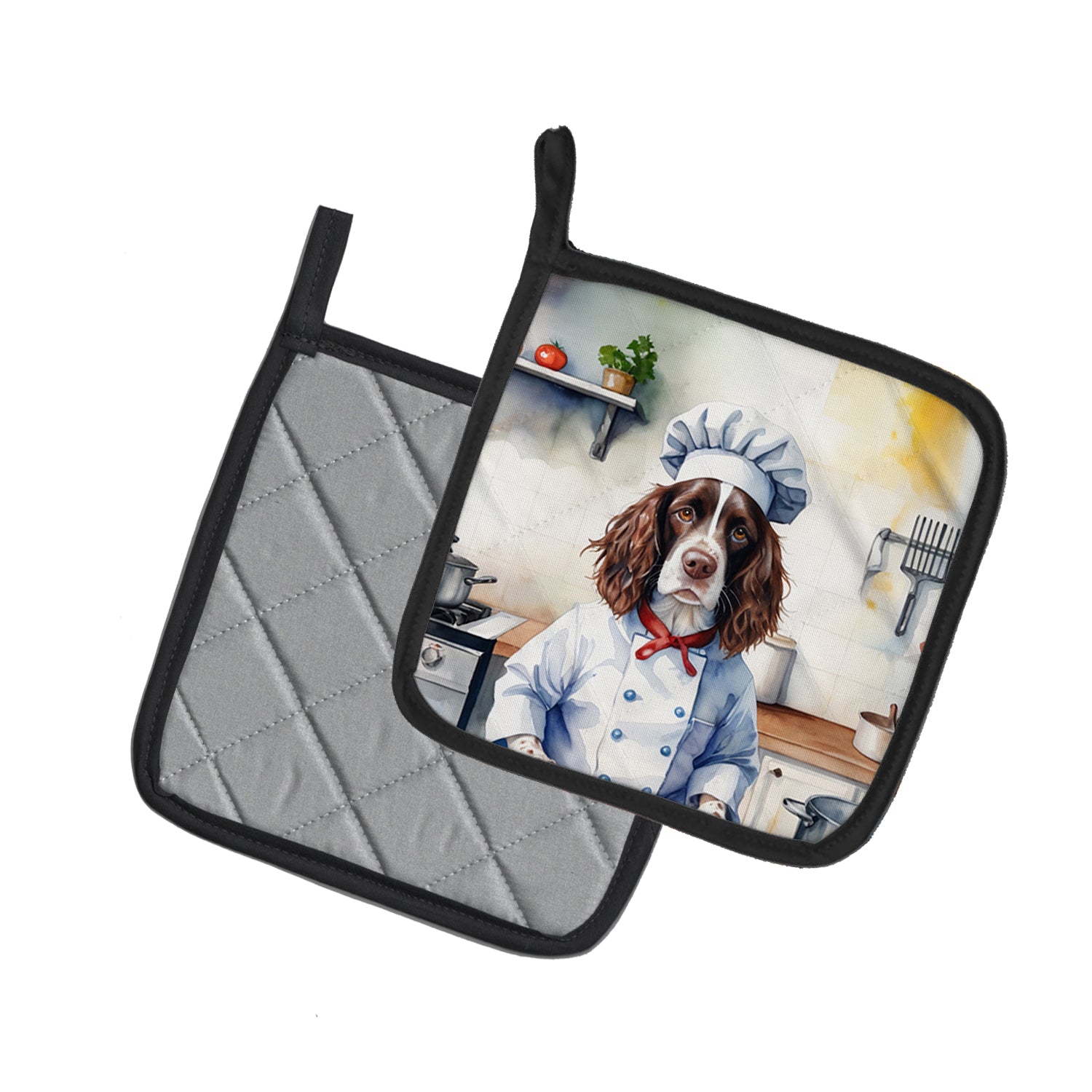 English Springer Spaniel The Chef Pair of Pot Holders