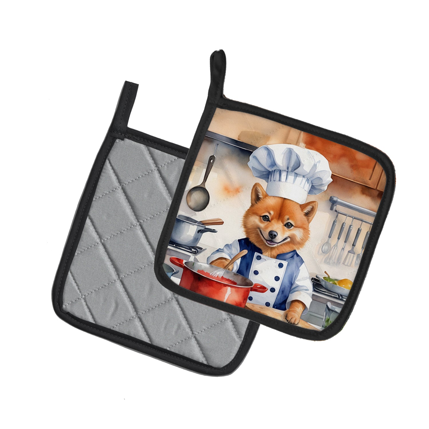 Finnish Spitz The Chef Pair of Pot Holders