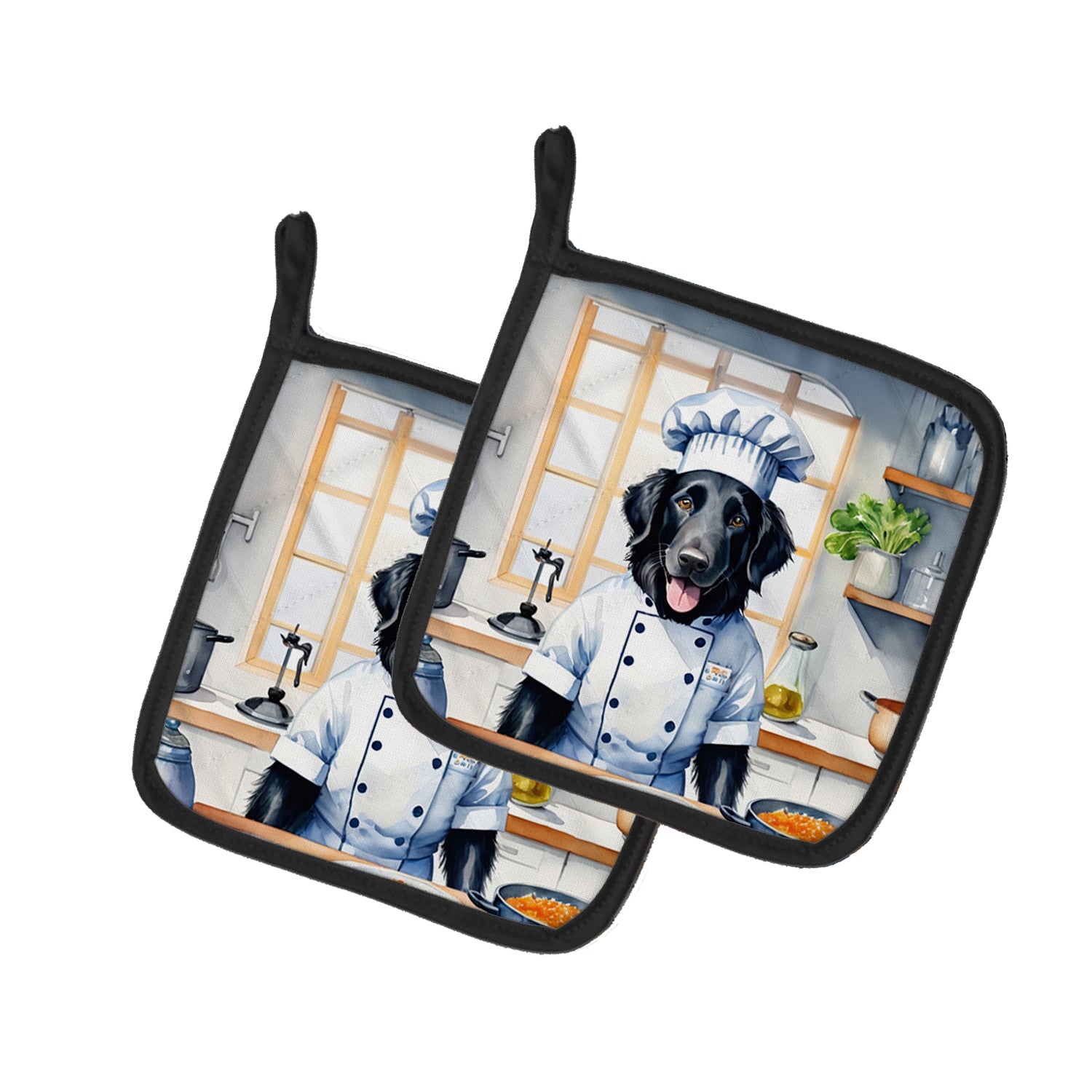 Buy this Flat-Coated Retriever The Chef Pair of Pot Holders