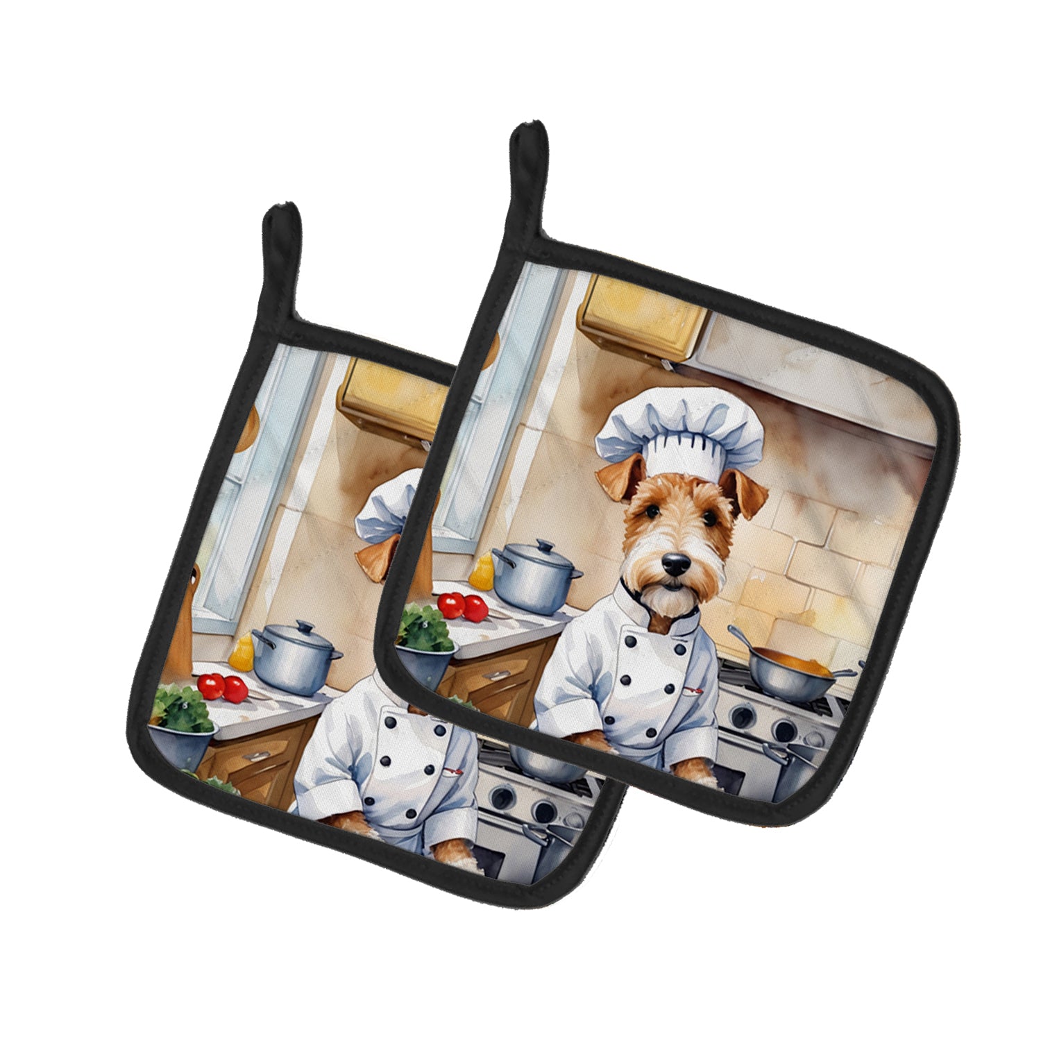 Buy this Fox Terrier The Chef Pair of Pot Holders