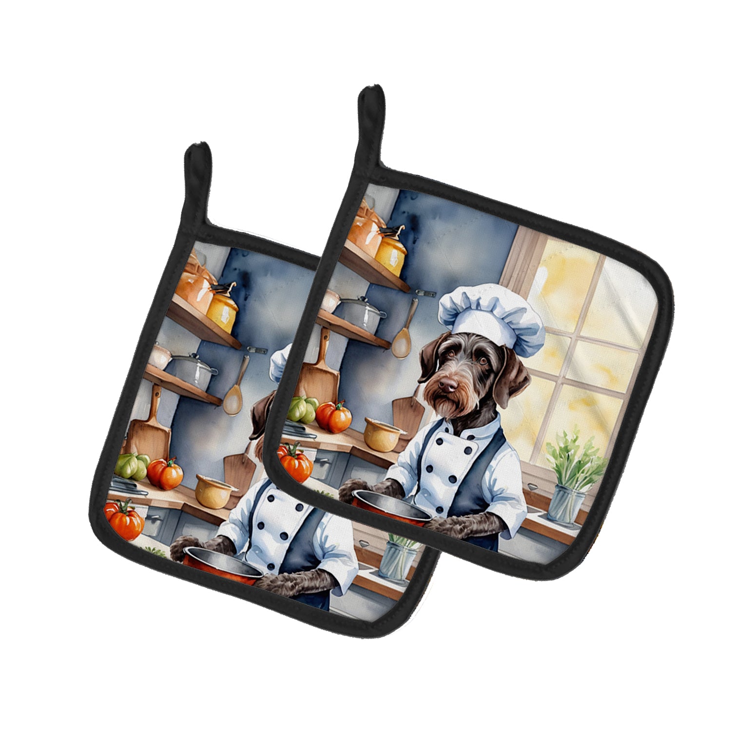 Buy this German Wirehaired Pointer The Chef Pair of Pot Holders