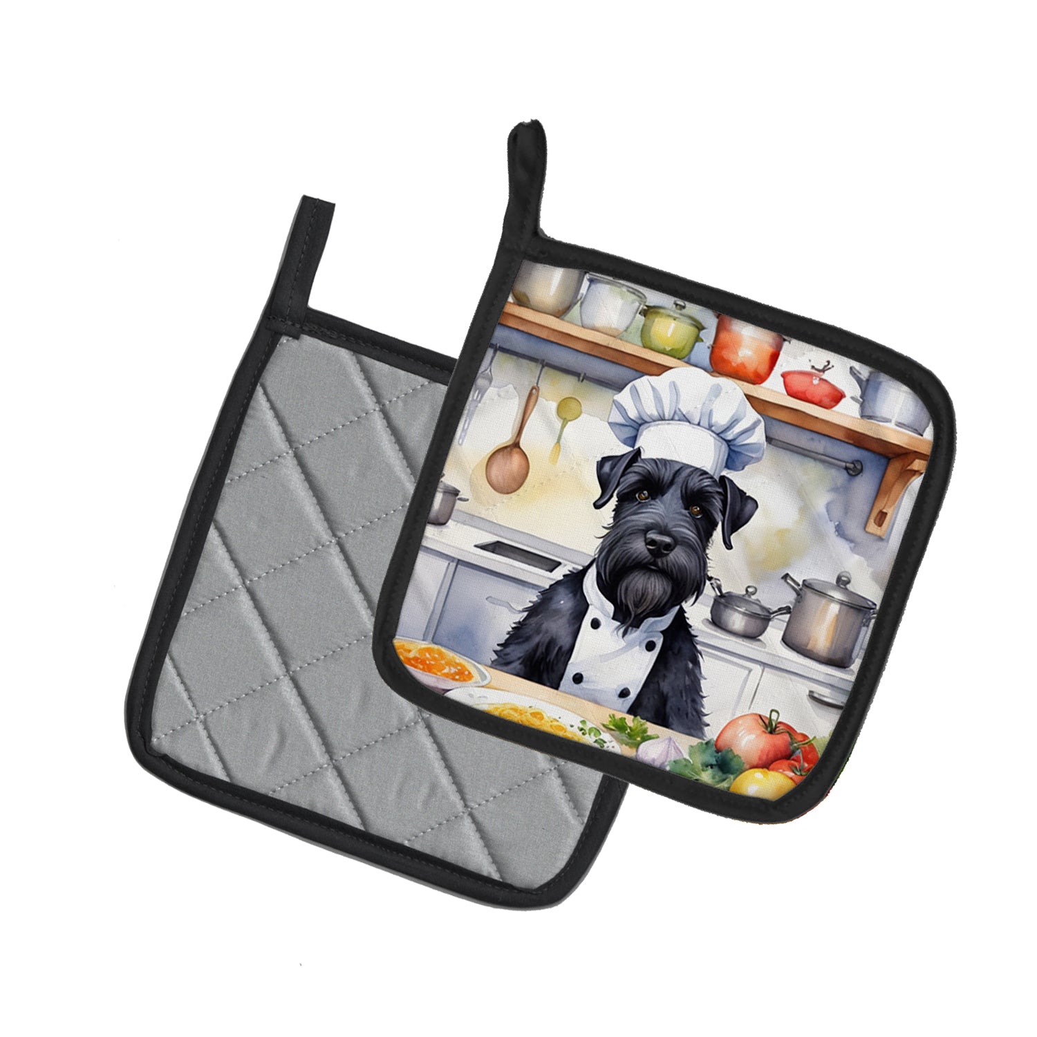 Caroline's Treasures Giant Schnauzer The Chef Pot Holders - Set of 2 Decorative Kitchen Helpers | Made in the USA