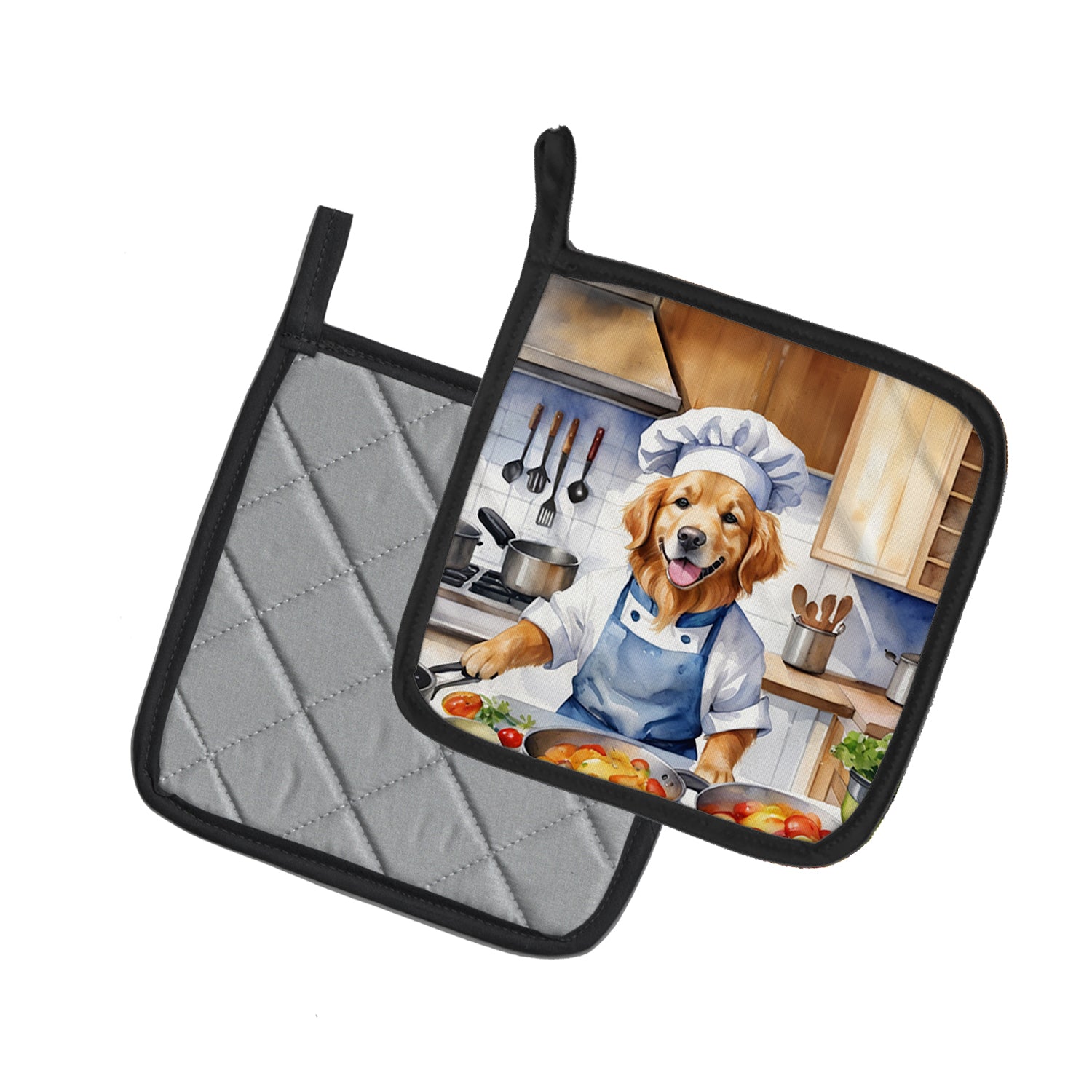 Buy this Golden Retriever The Chef Pair of Pot Holders