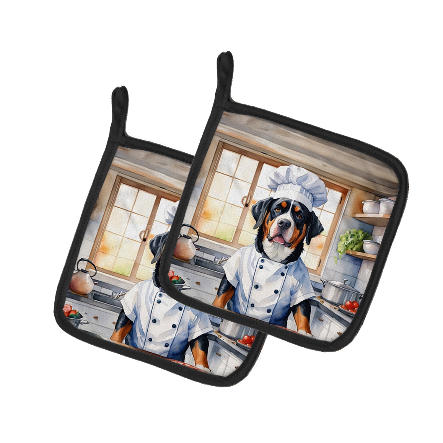 Buy this Greater Swiss Mountain Dog The Chef Pair of Pot Holders