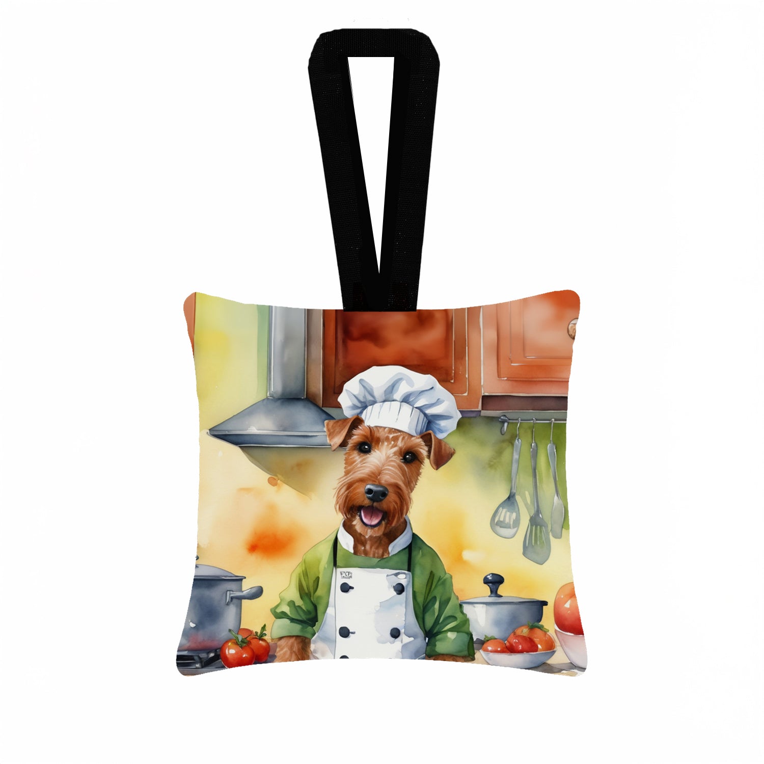 Caroline's Treasures Irish Terrier The Chef Hanging Square Fabric Ornament 3.5 × 3.5