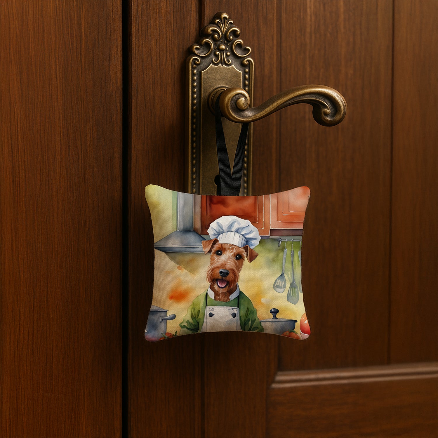 Caroline's Treasures Irish Terrier The Chef Hanging Square Fabric Ornament 3.5 × 3.5
