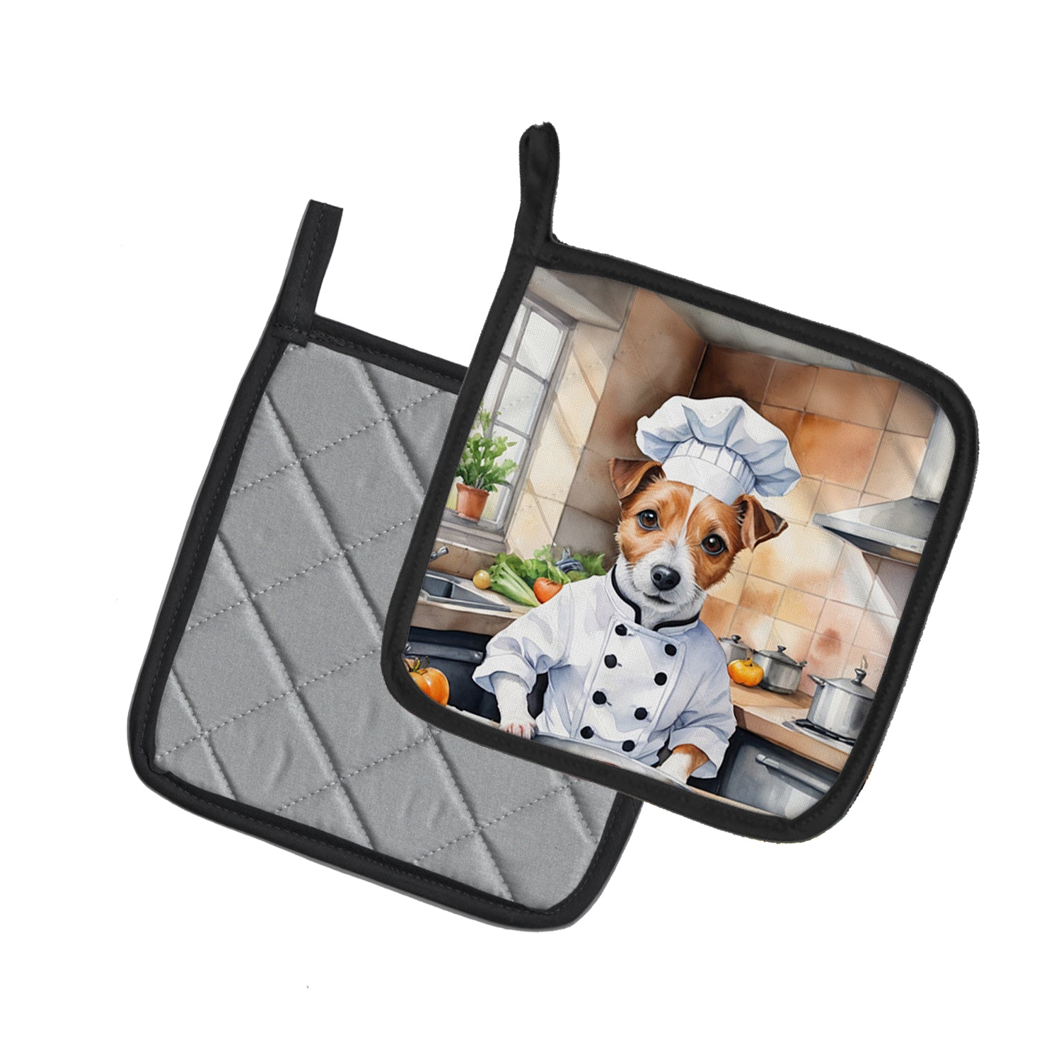 Jack Russell Terrier The Chef Pair of Pot Holders