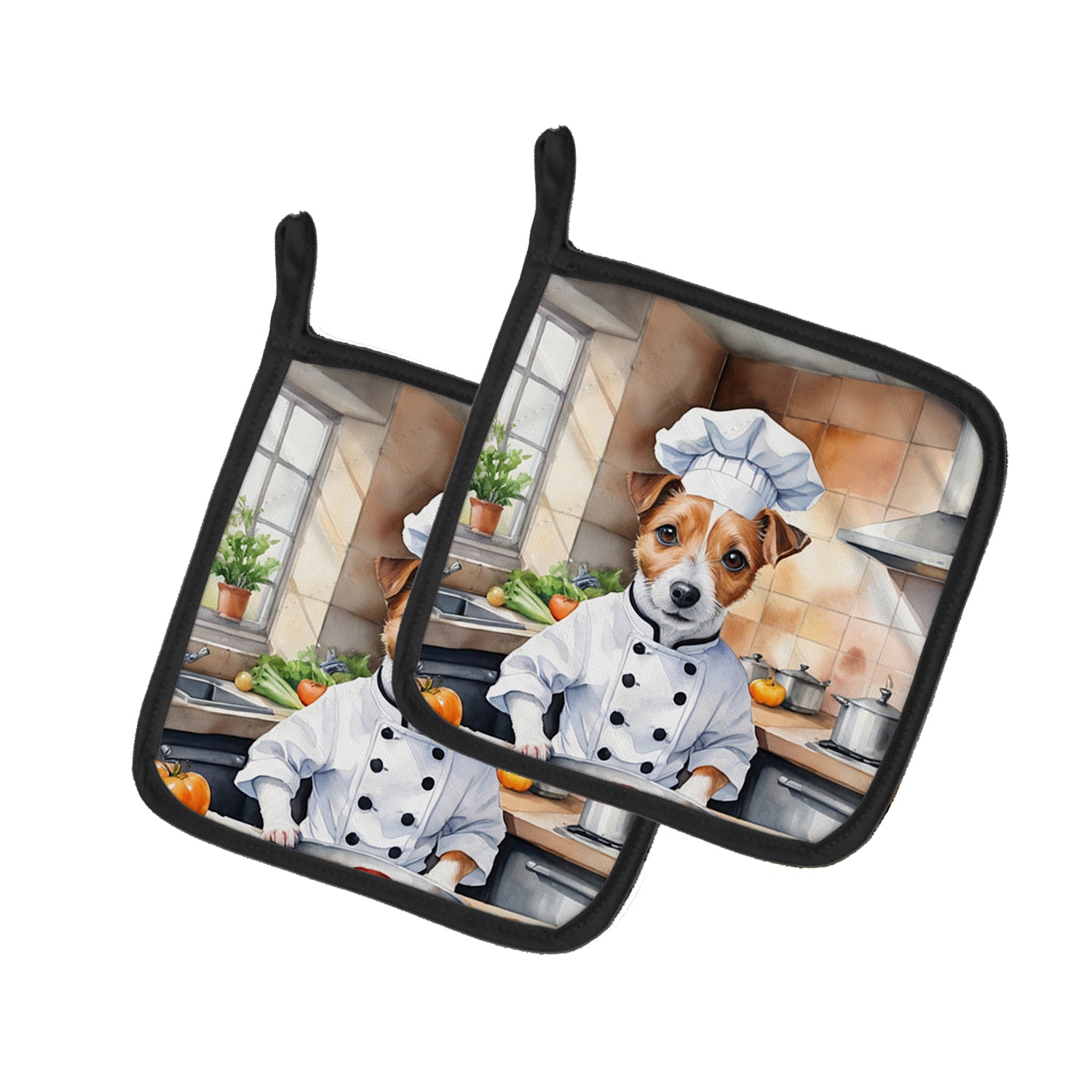 Buy this Jack Russell Terrier The Chef Pair of Pot Holders