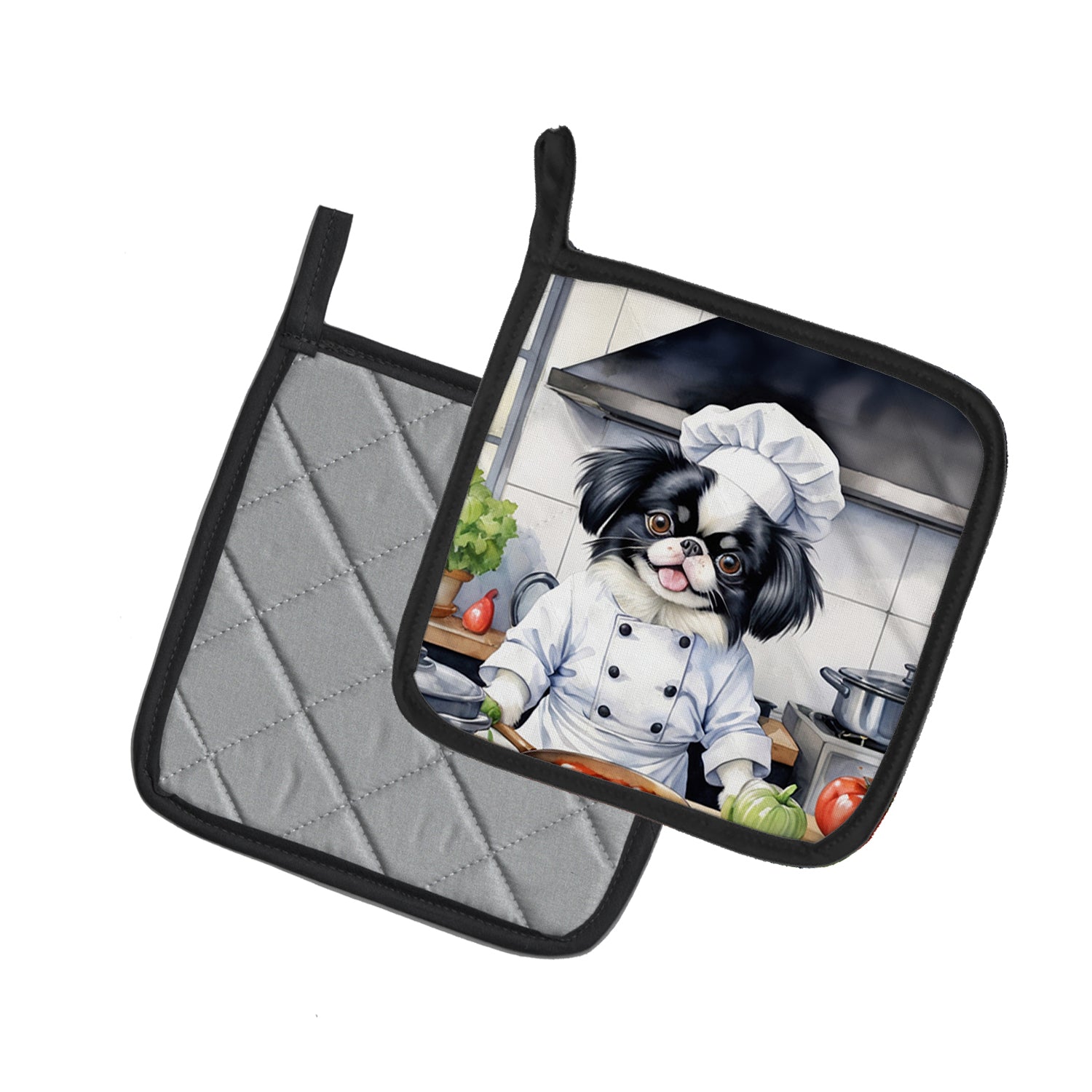 Japanese Chin The Chef Pair of Pot Holders