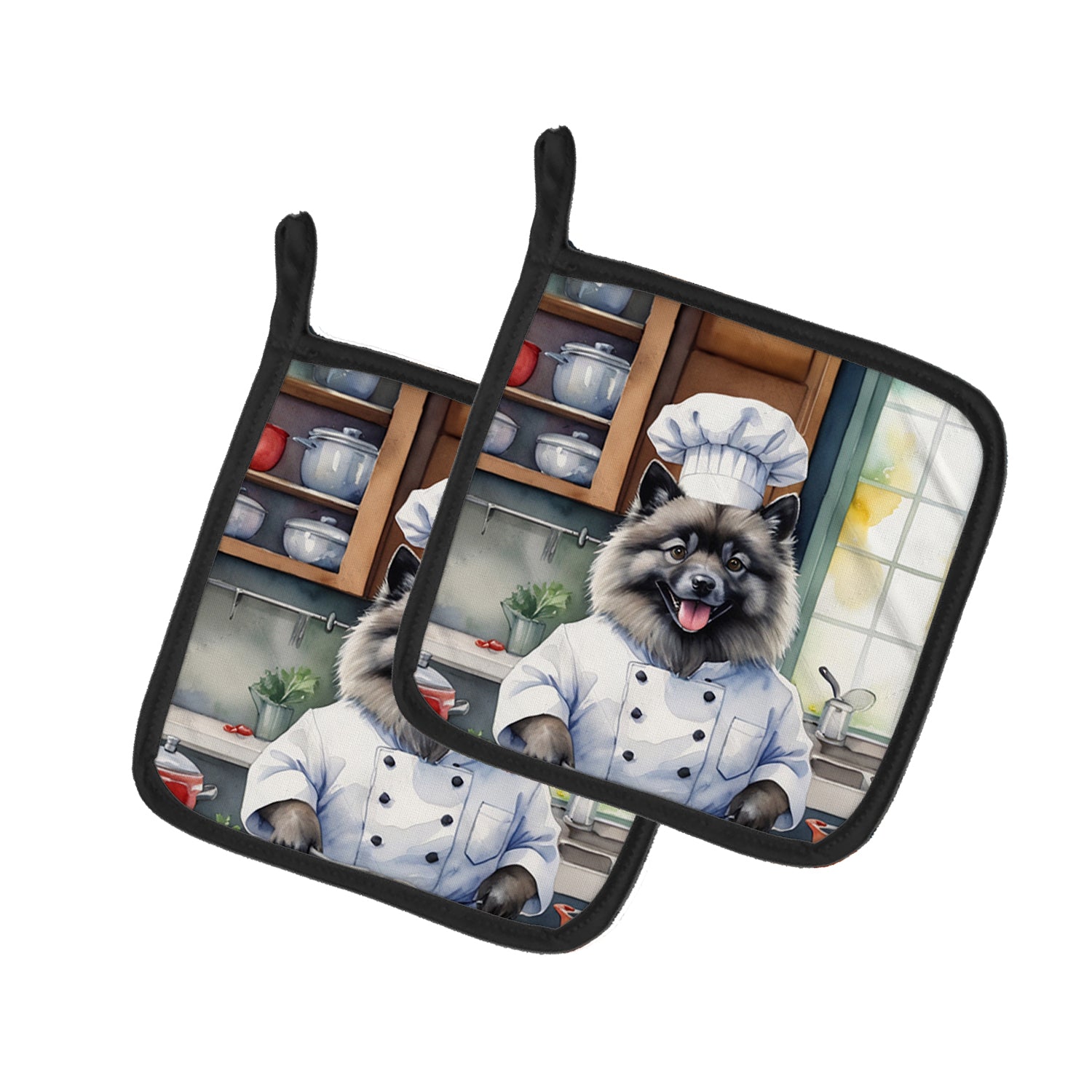 Buy this Keeshond The Chef Pair of Pot Holders