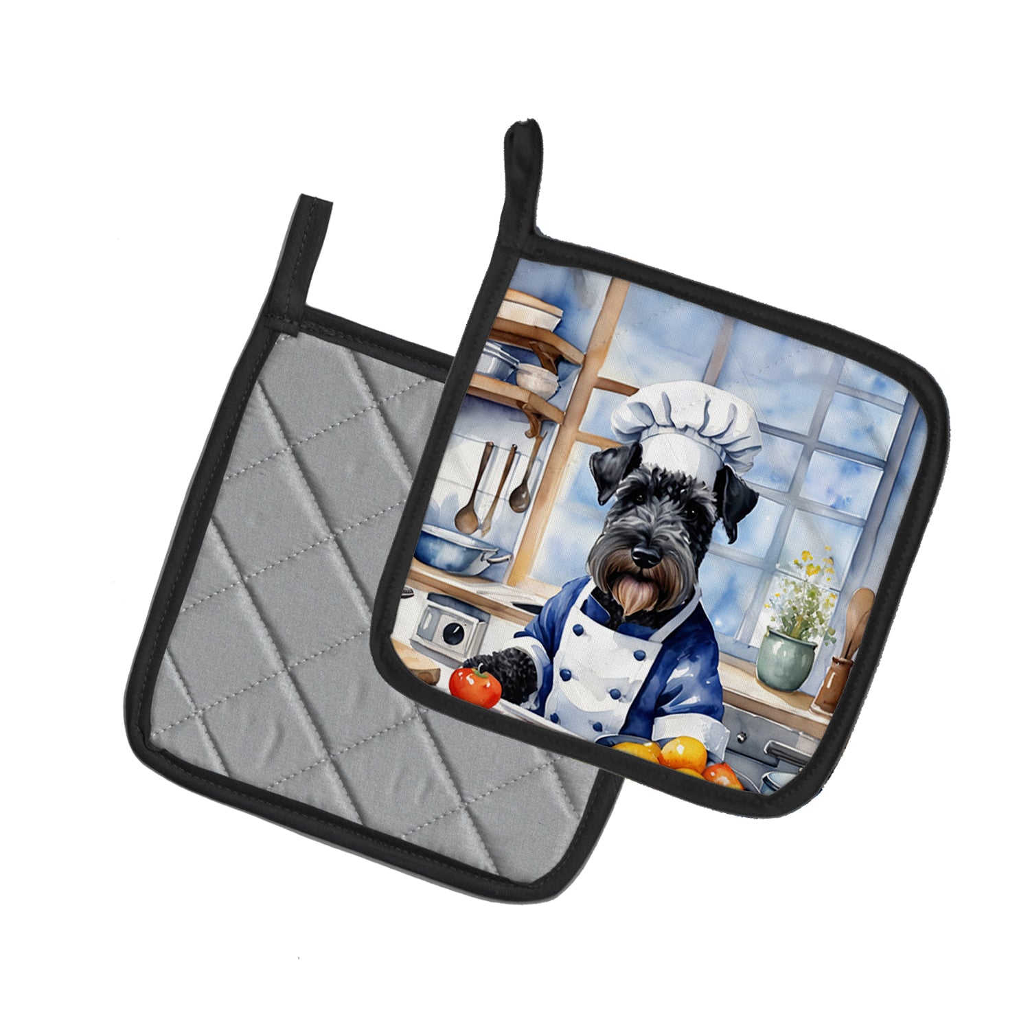 Kerry Blue Terrier The Chef Pair of Pot Holders