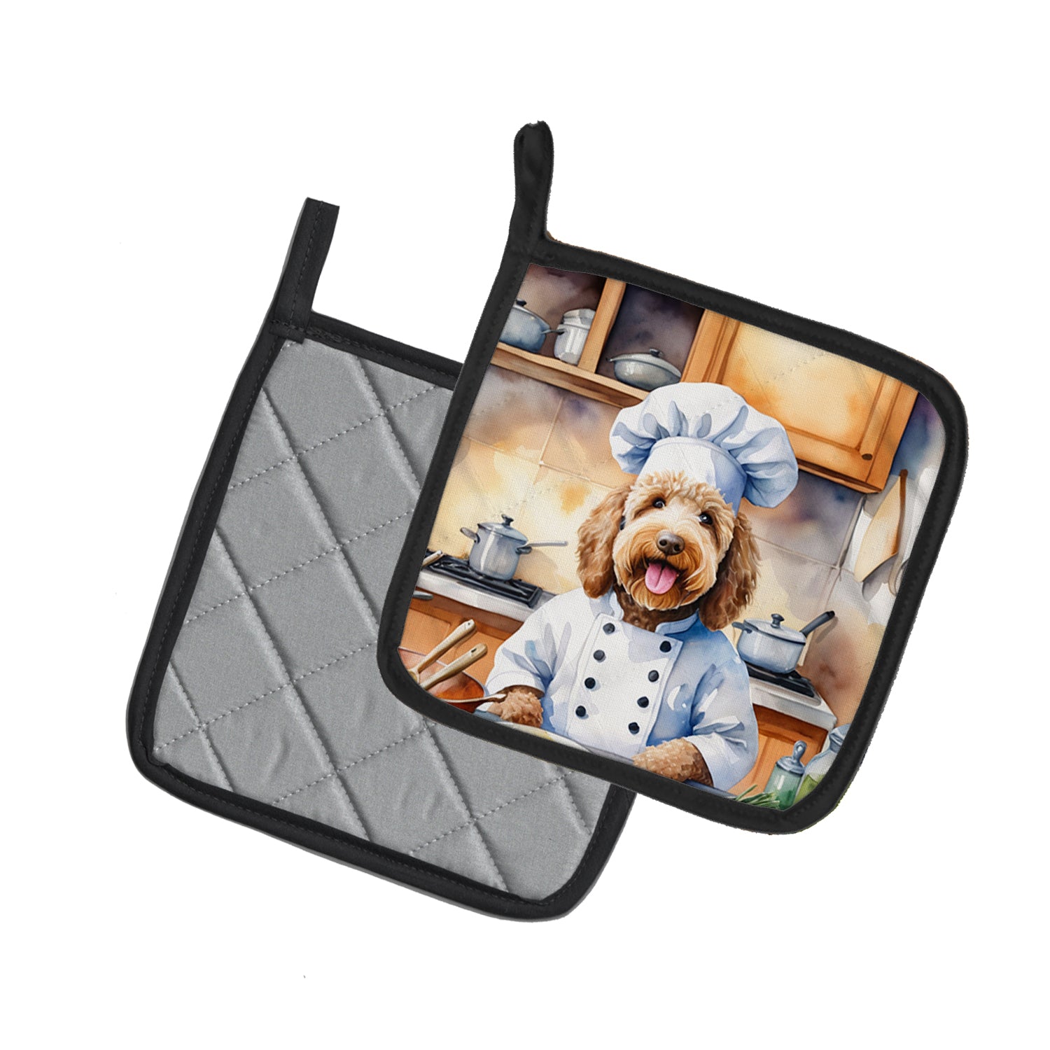 Labradoodle The Chef Pair of Pot Holders