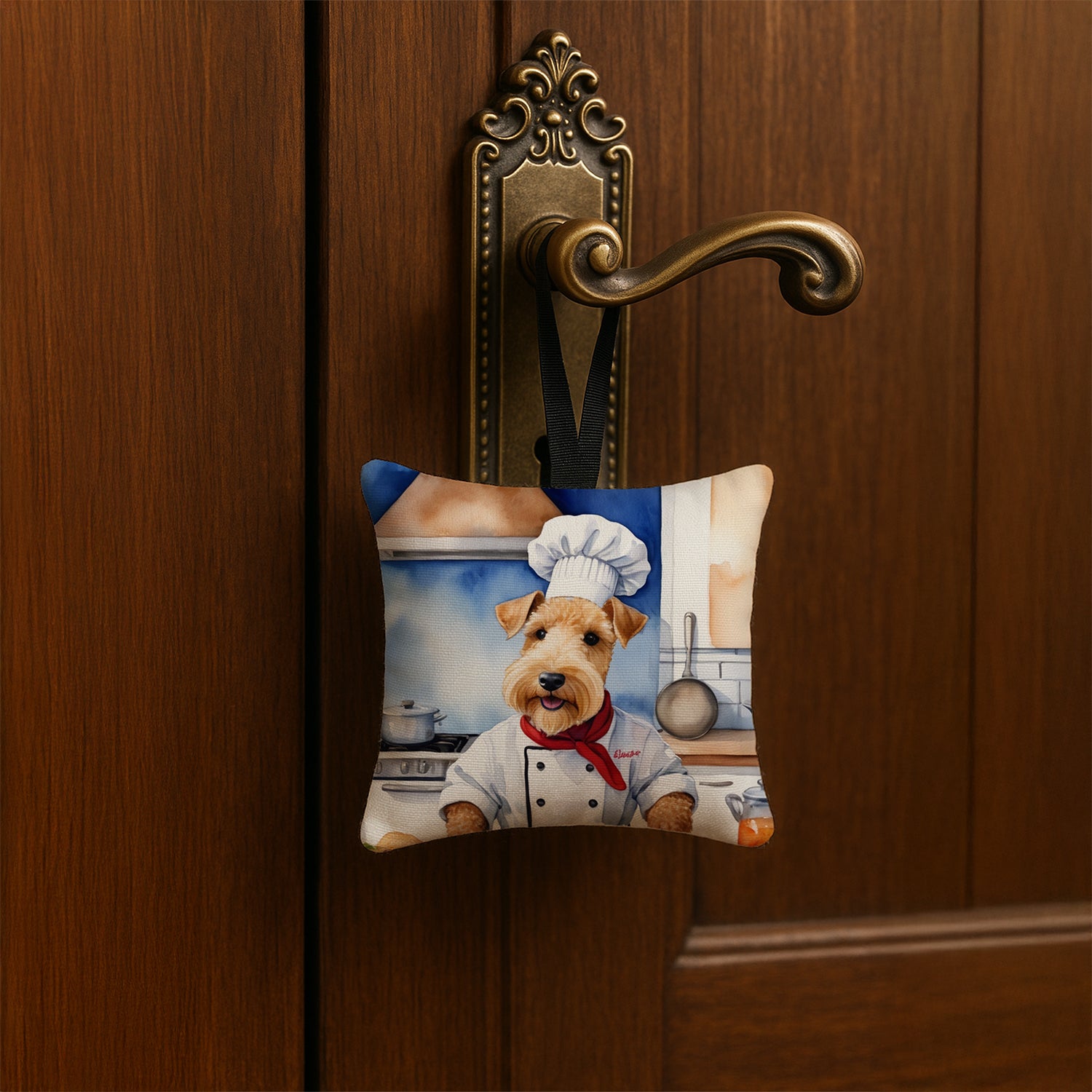 Caroline's Treasures Lakeland Terrier The Chef Hanging Square Fabric Ornament 3.5 × 3.5