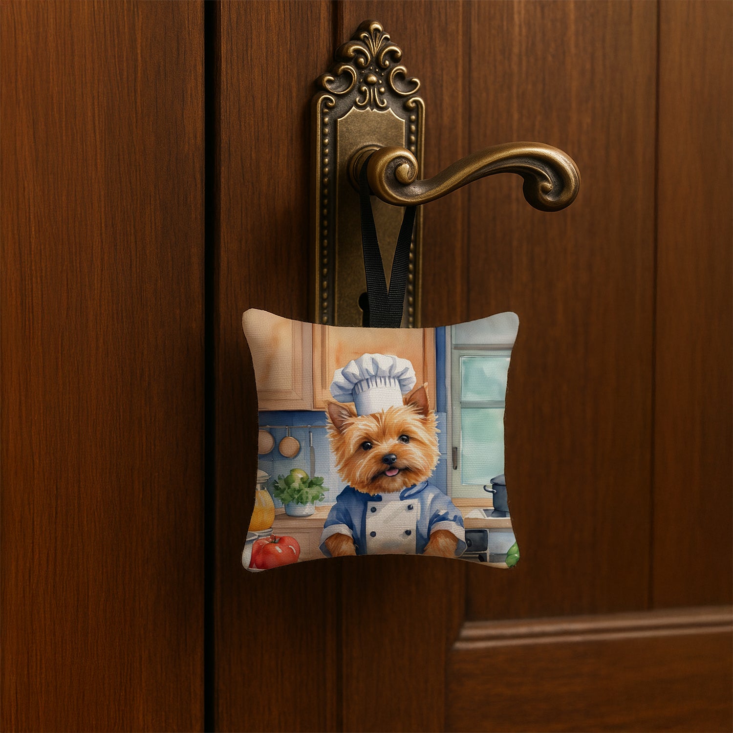 Caroline's Treasures Norwich Terrier The Chef Hanging Square Fabric Ornament 3.5 × 3.5