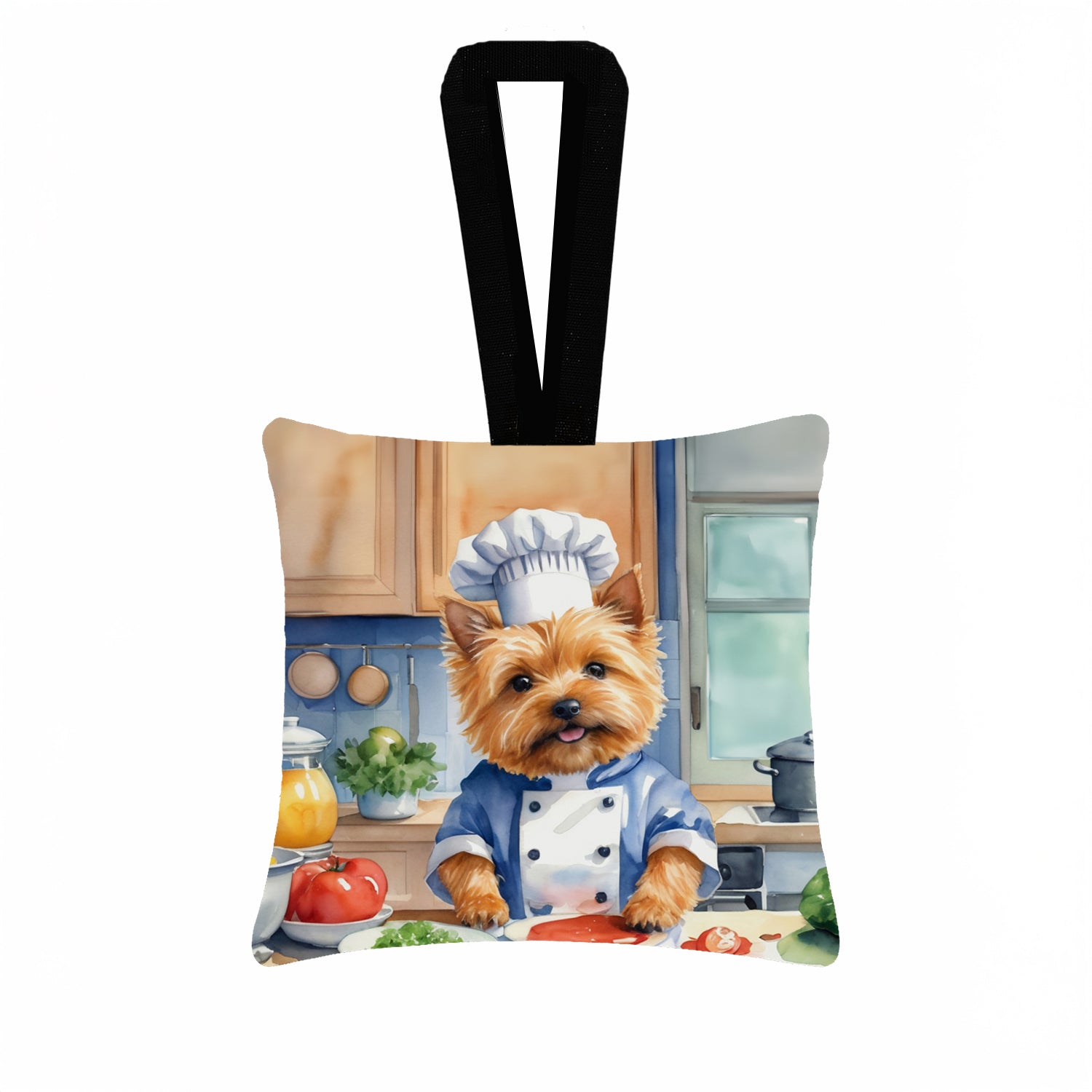 Caroline's Treasures Norwich Terrier The Chef Hanging Square Fabric Ornament 3.5 × 3.5