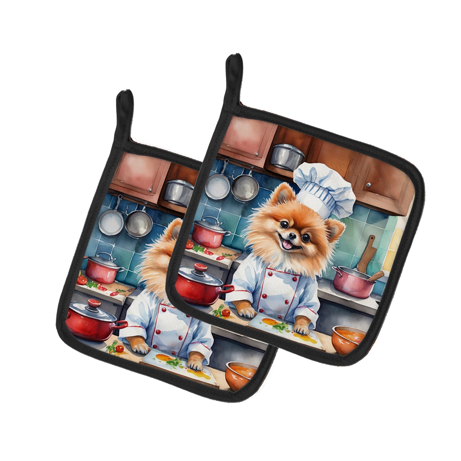 Buy this Pomeranian The Chef Pair of Pot Holders