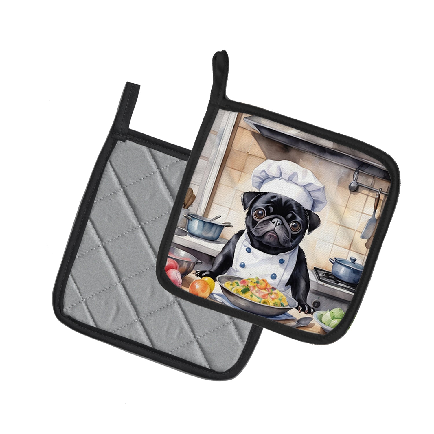 Pug The Chef Pair of Pot Holders