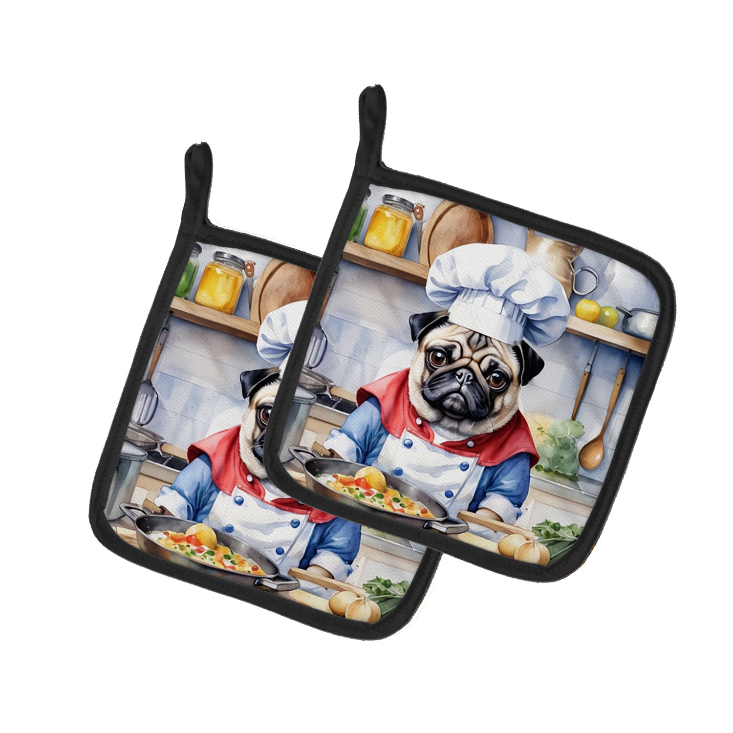 Buy this Pug The Chef Pair of Pot Holders