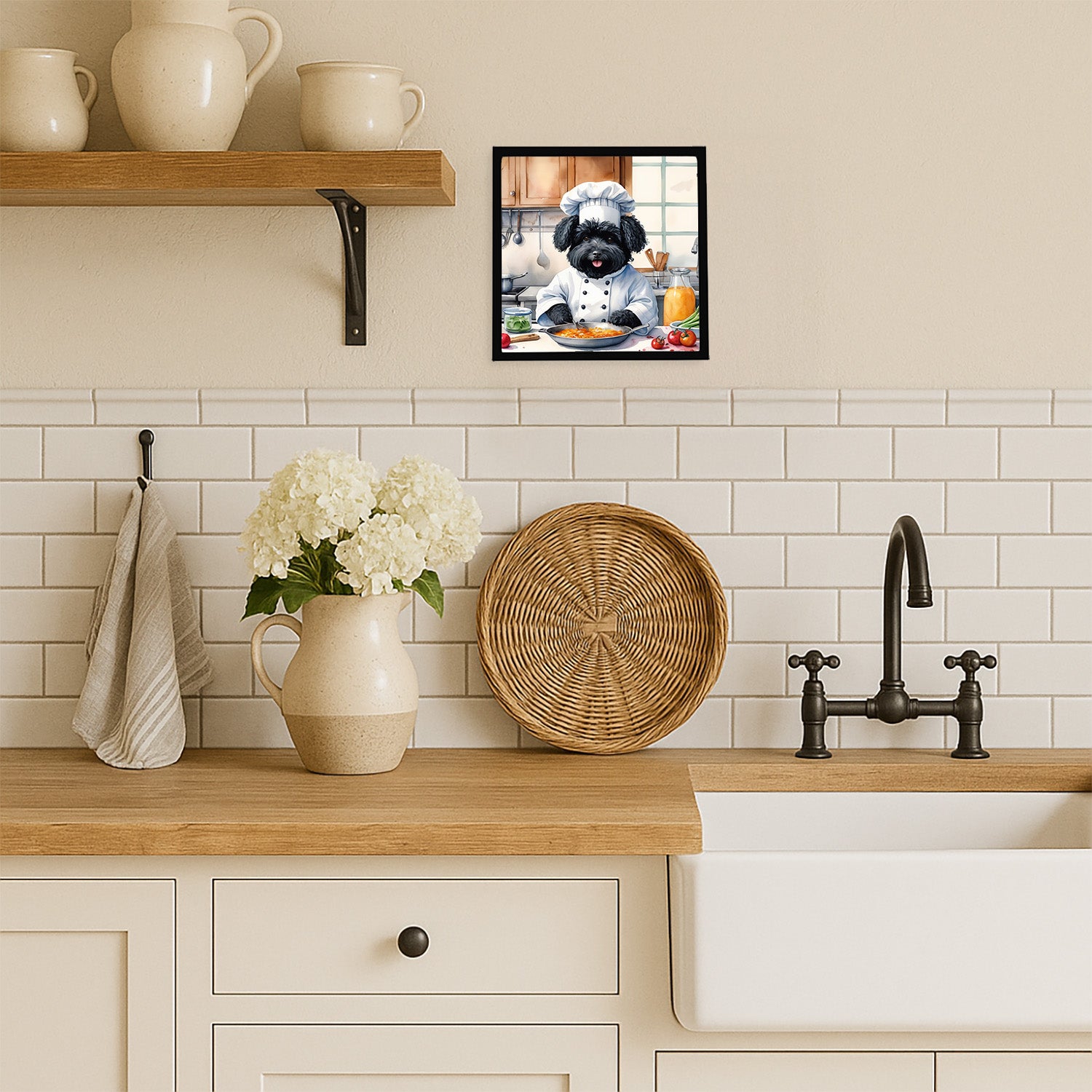 Caroline's Treasures Puli The Chef Framed Metal Print