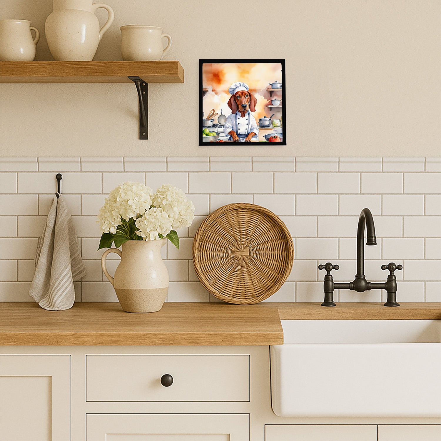 Caroline's Treasures Redbone Coonhound The Chef Framed Metal Print