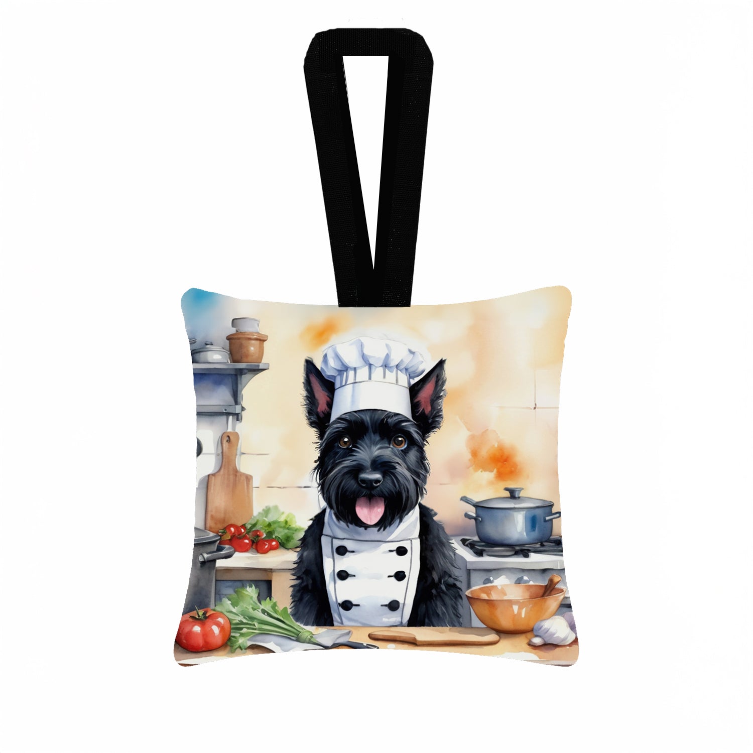 Caroline's Treasures Scottish Terrier The Chef Hanging Square Fabric Ornament 3.5 × 3.5