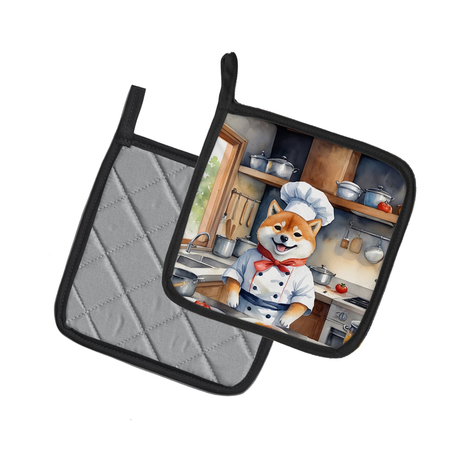 Shiba Inu The Chef Pair of Pot Holders