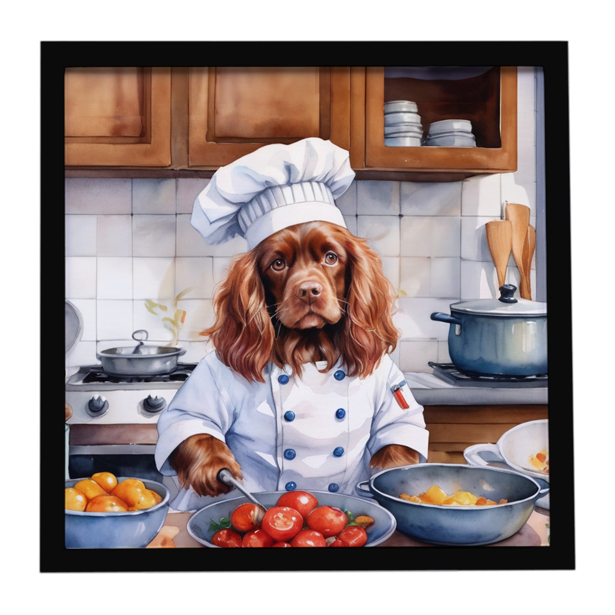 Caroline's Treasures Sussex Spaniel The Chef Framed Metal Print