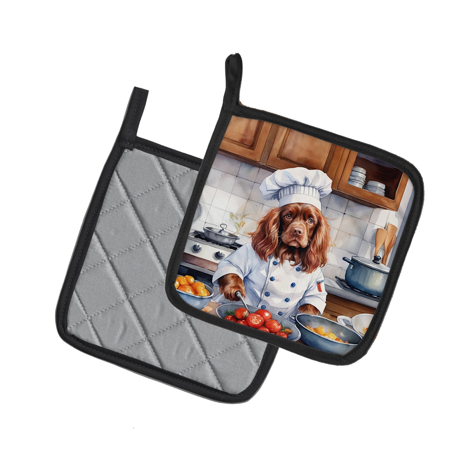 Sussex Spaniel The Chef Pair of Pot Holders