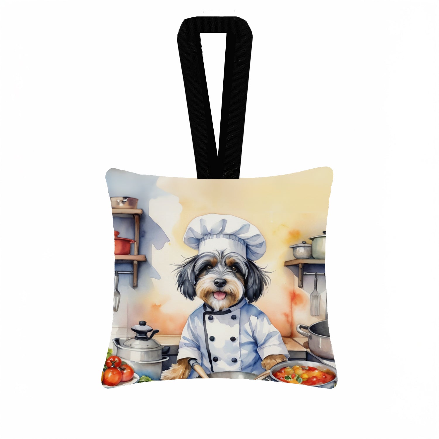 Caroline's Treasures Tibetan Terrier The Chef Hanging Square Fabric Ornament 3.5 × 3.5