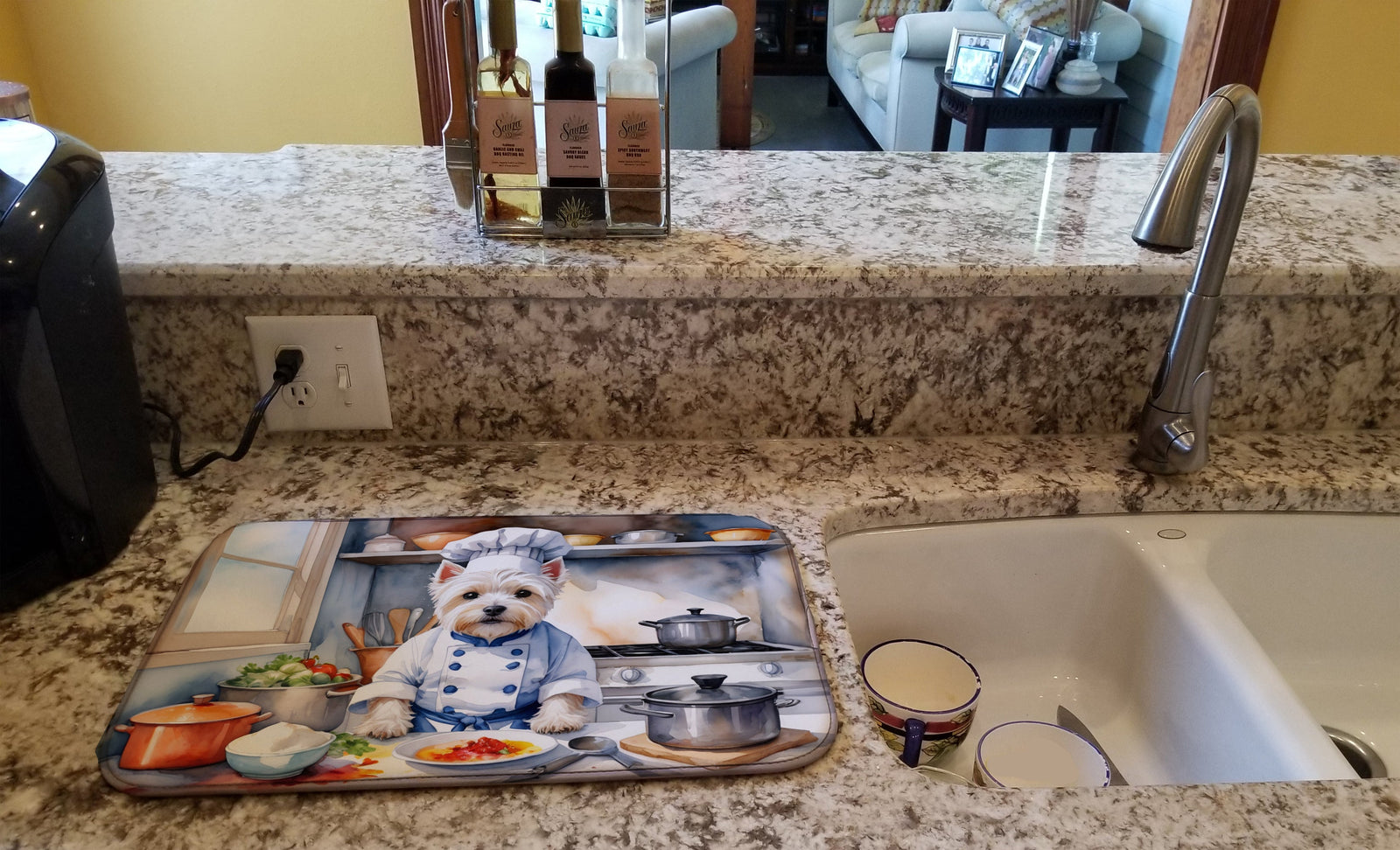 Caroline's Treasures Westie The Chef Dish Drying Mat