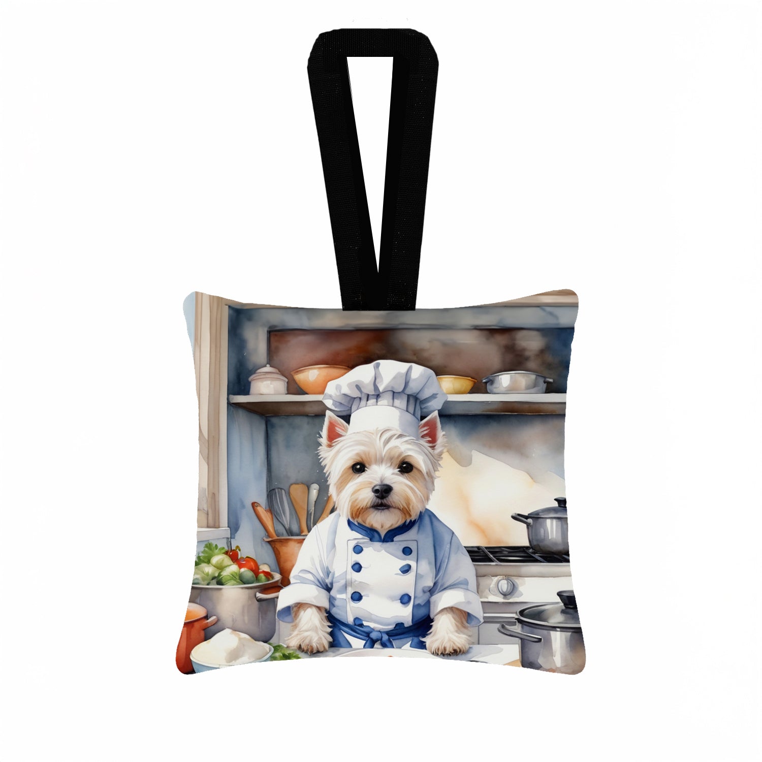 Caroline's Treasures Westie The Chef Hanging Square Fabric Ornament 3.5 × 3.5