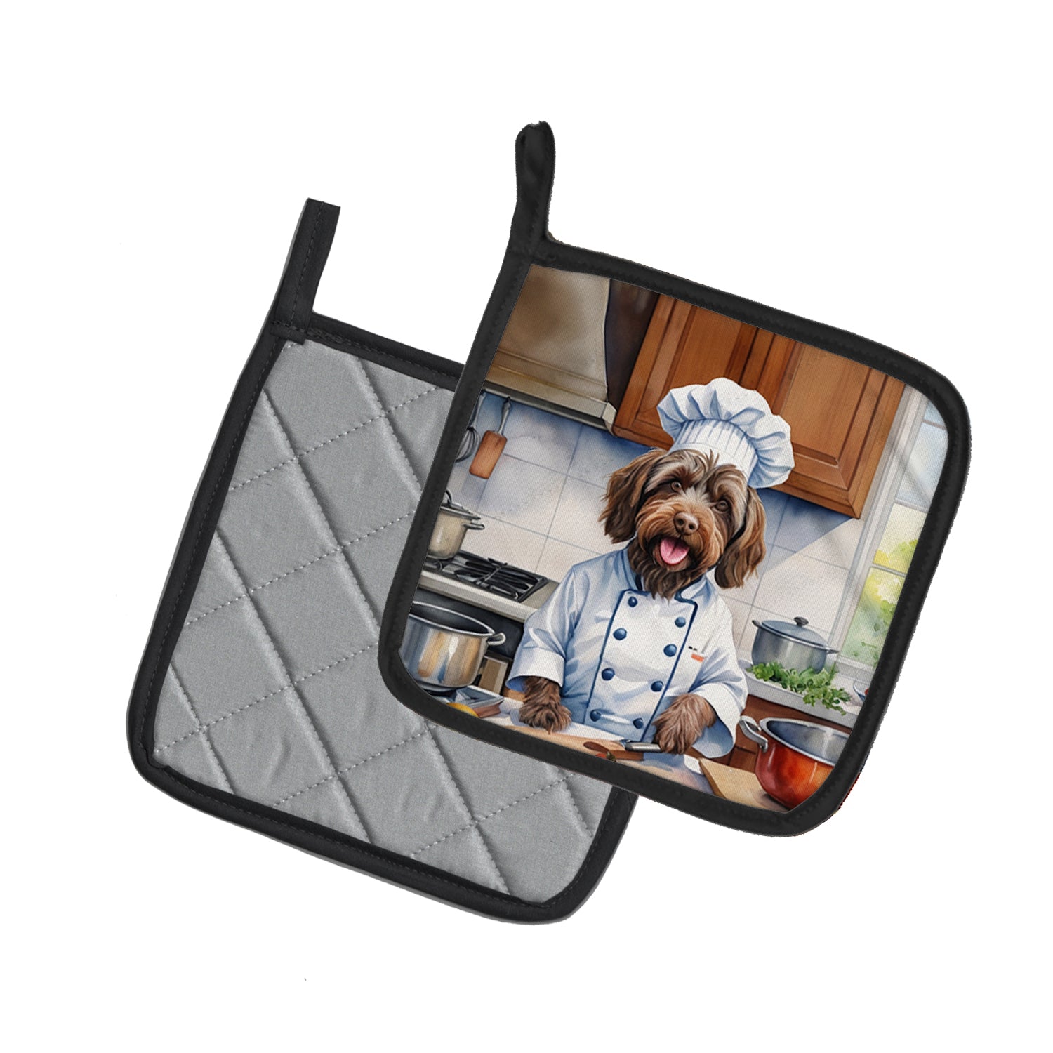 Wirehaired Pointing Griffon The Chef Pair of Pot Holders