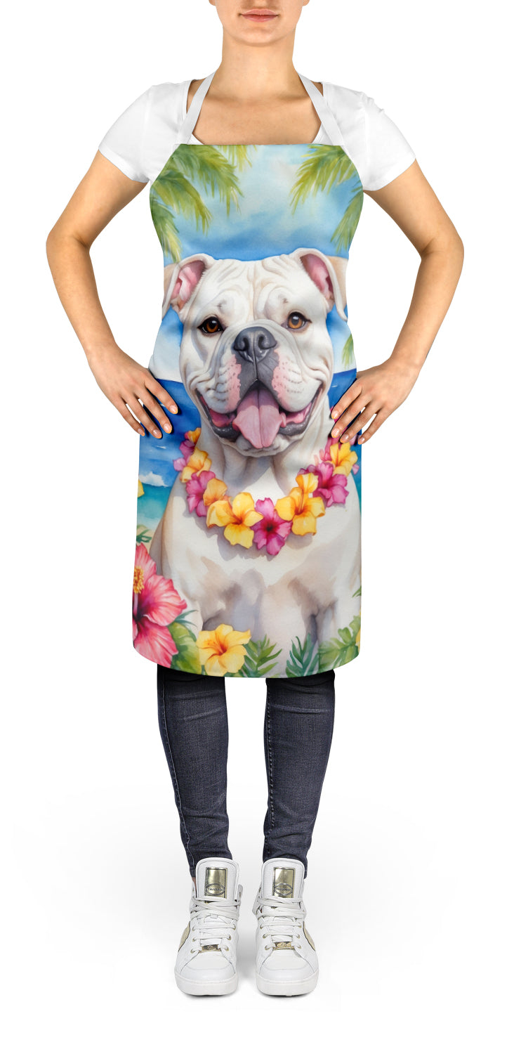 Caroline's Treasures American Bulldog Luau Apron – Artist-Designed Kitchen, BBQ & Craft Apron