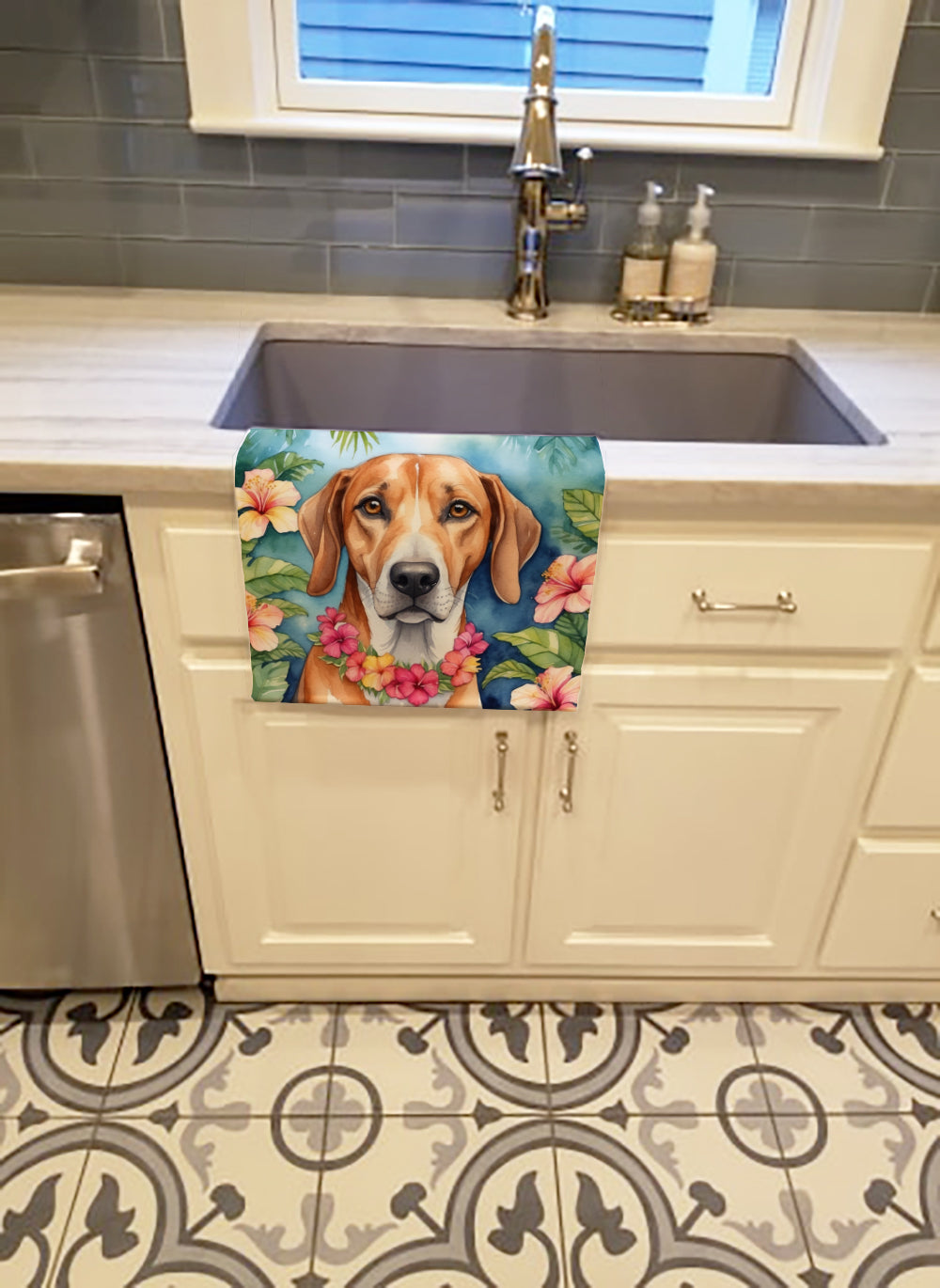 Caroline's Treasures American Foxhound Luau Kitchen Towel