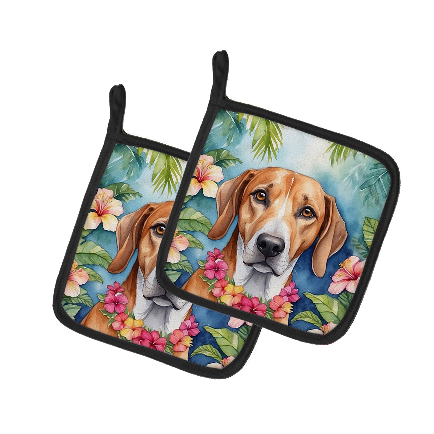 Buy this American Foxhound Luau Pair of Pot Holders