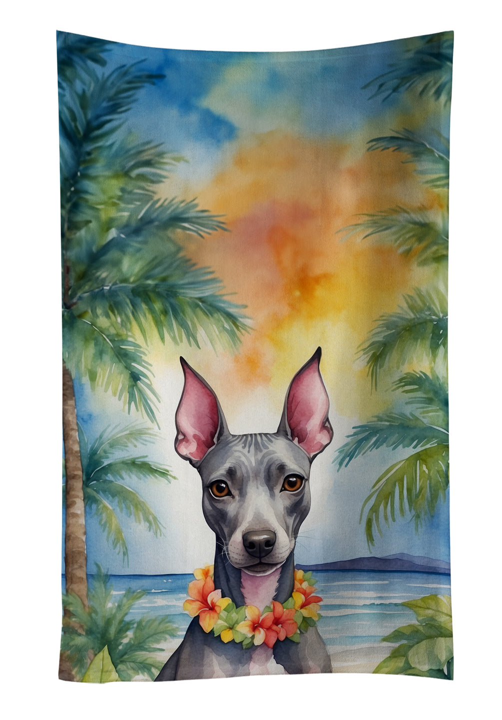 Buy this American Hairless Terrier Luau Kitchen Towel