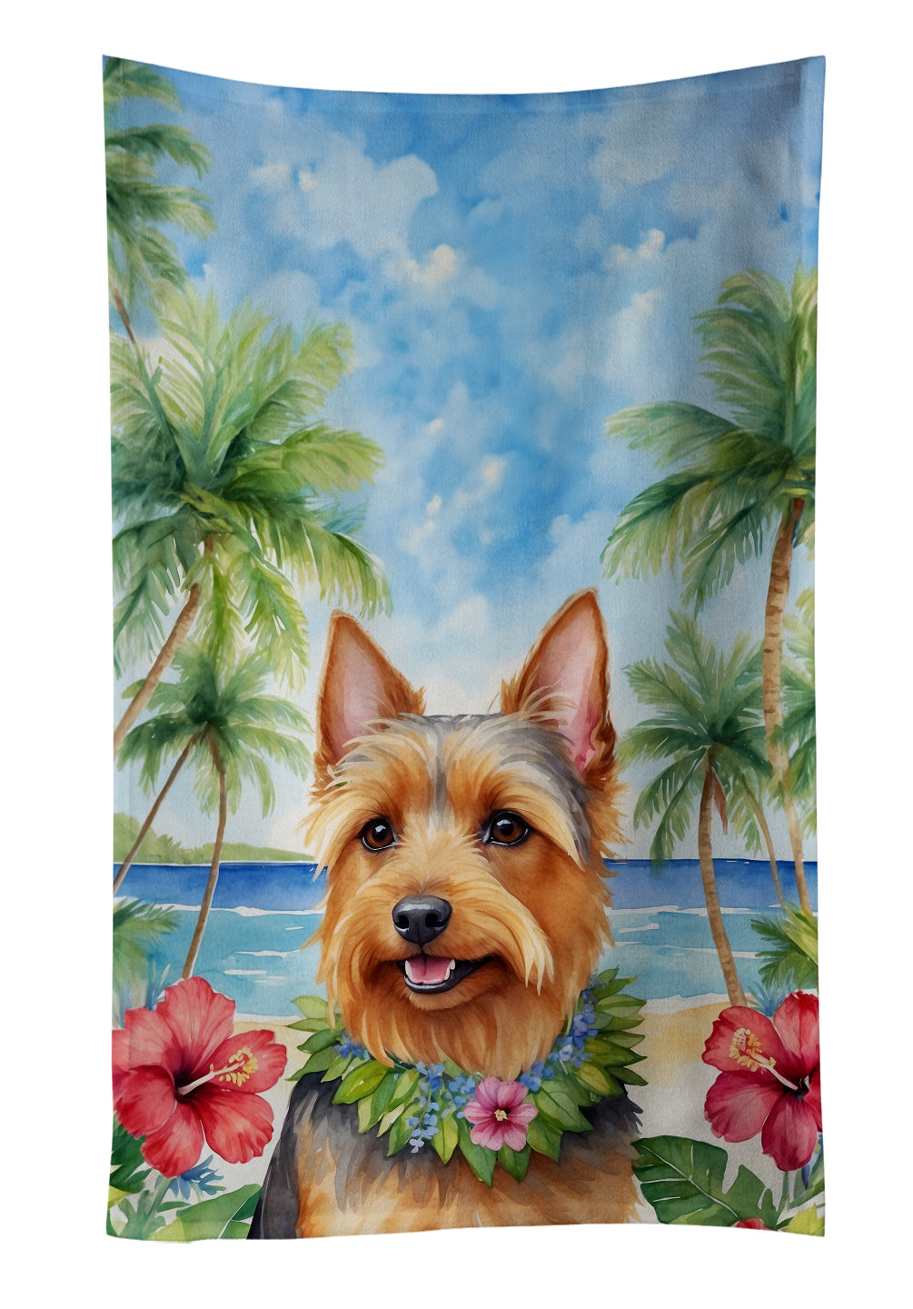 Buy this Australian Terrier Luau Kitchen Towel
