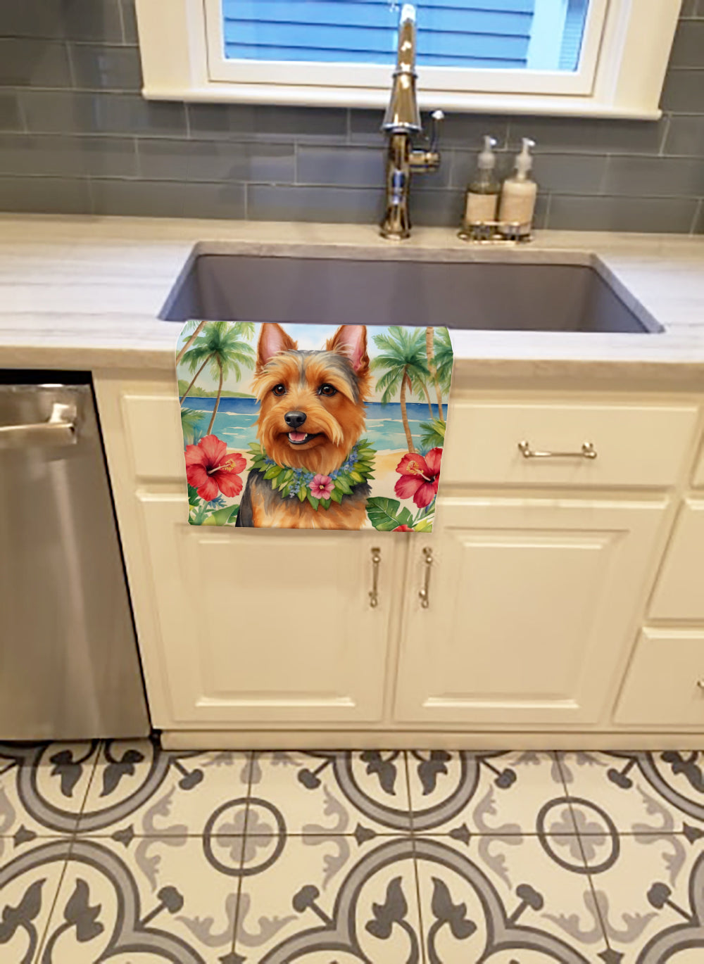 Australian Terrier Luau Kitchen Towel