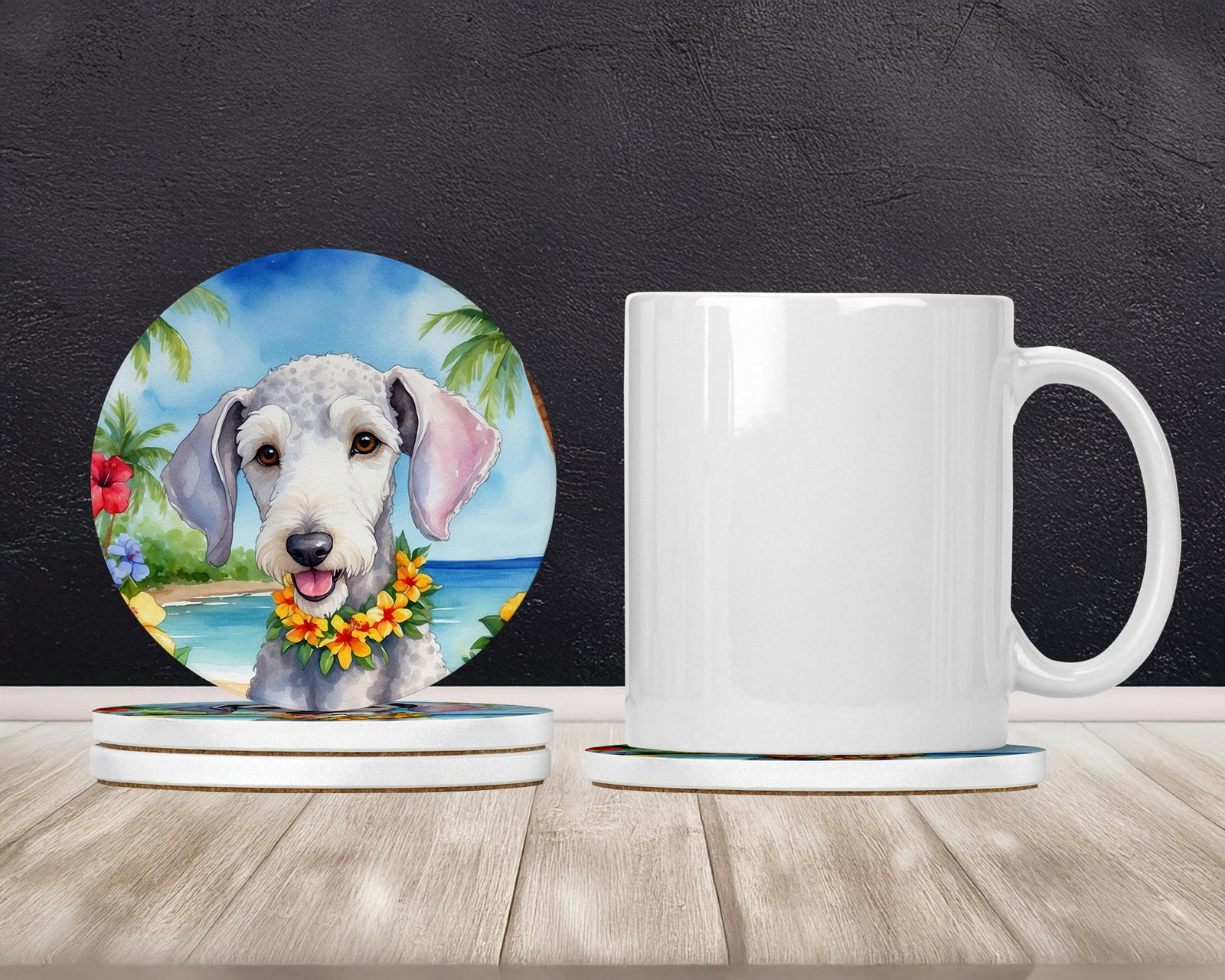 Caroline's Treasures Bedlington Terrier Luau Large Sandstone Coasters Pack of 4